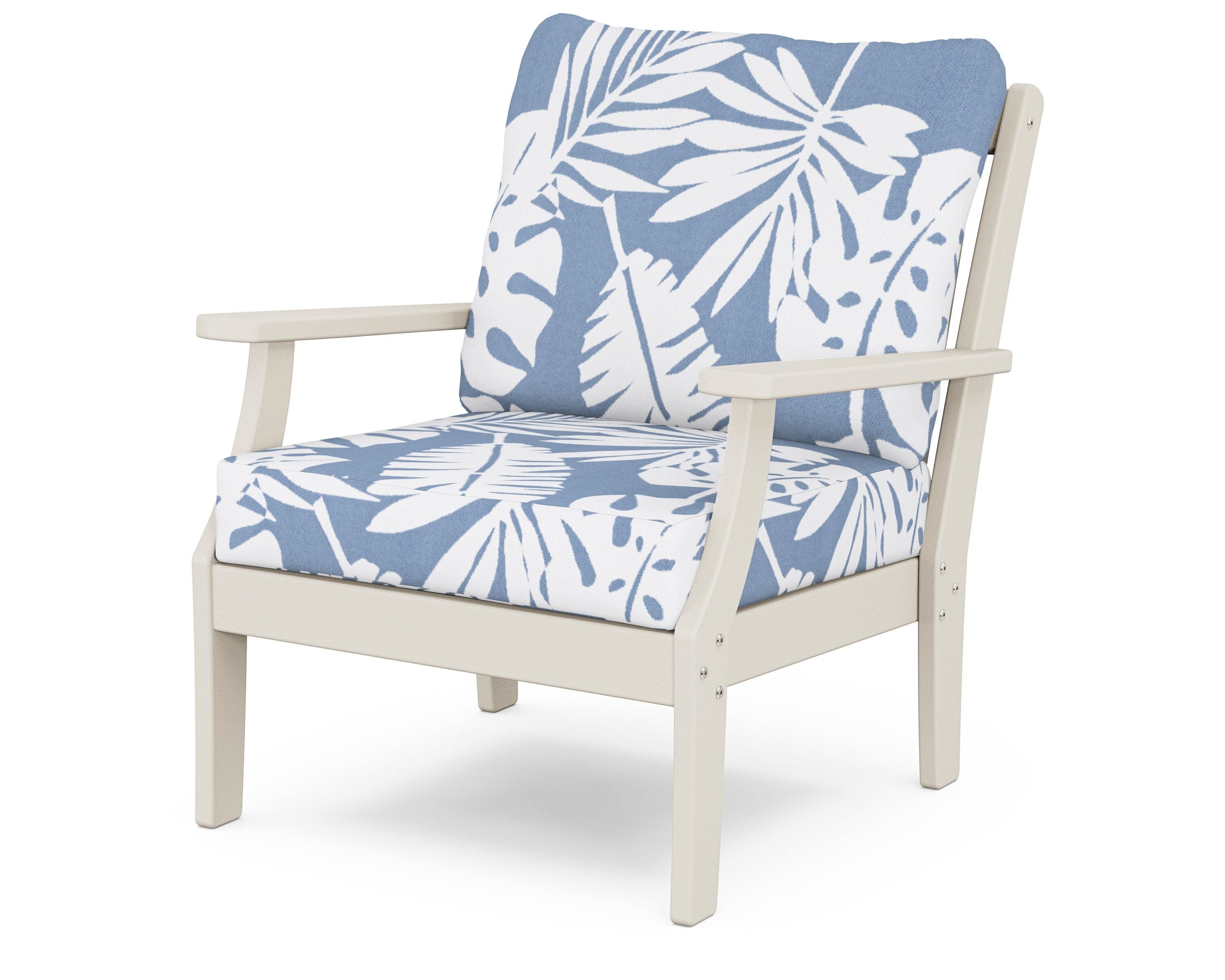 Yacht Club Deep Seating Chair in Sand Castle / Leaf Sky Blue