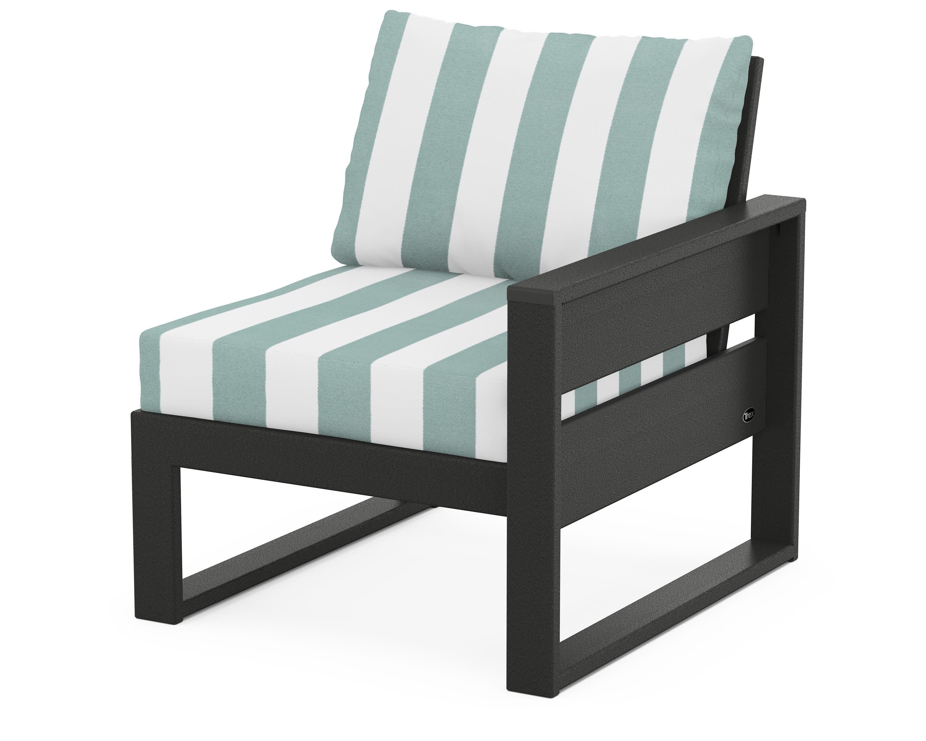 Eastport Modular Right Arm Chair in Charcoal Black / Cabana Stripe Glacier Spa