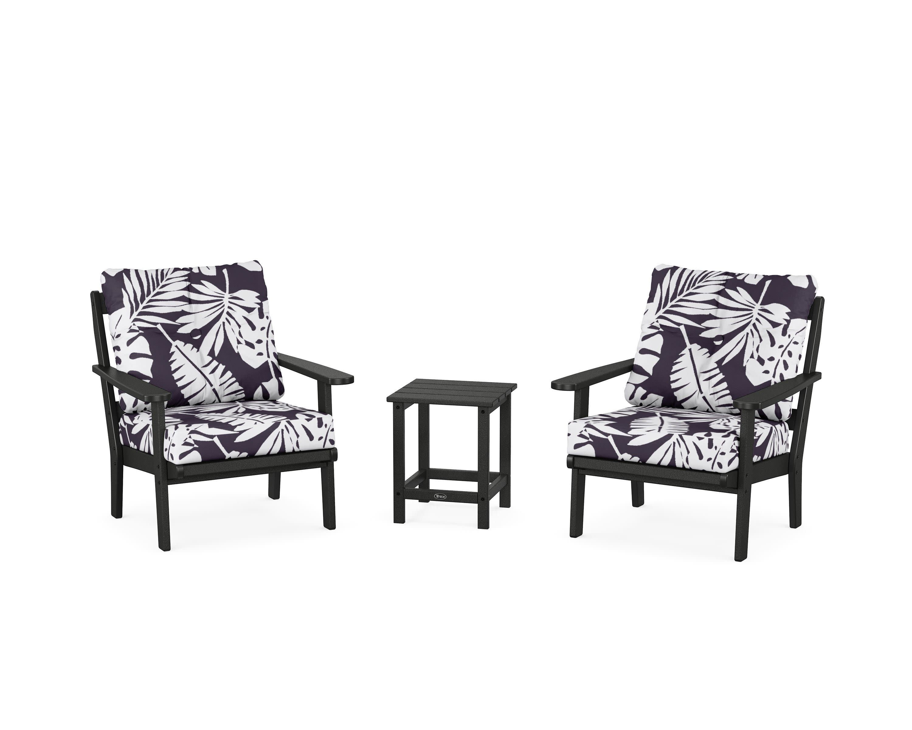 Cape Cod 3-Piece Deep Seating Set in Charcoal Black / Leaf Navy