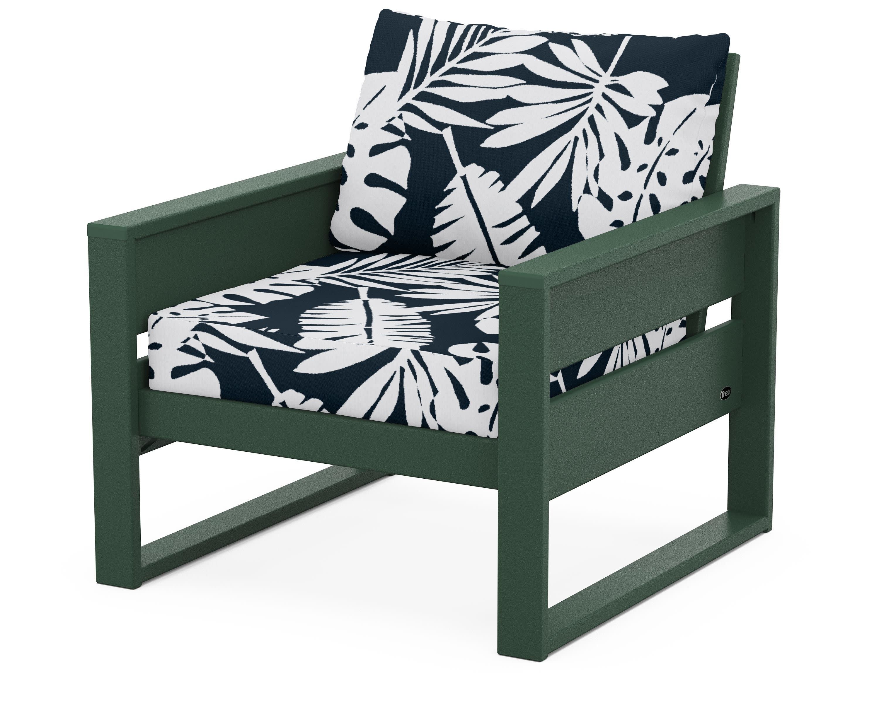 Eastport Club Chair in Rainforest Canopy / Leaf Marine Indigo