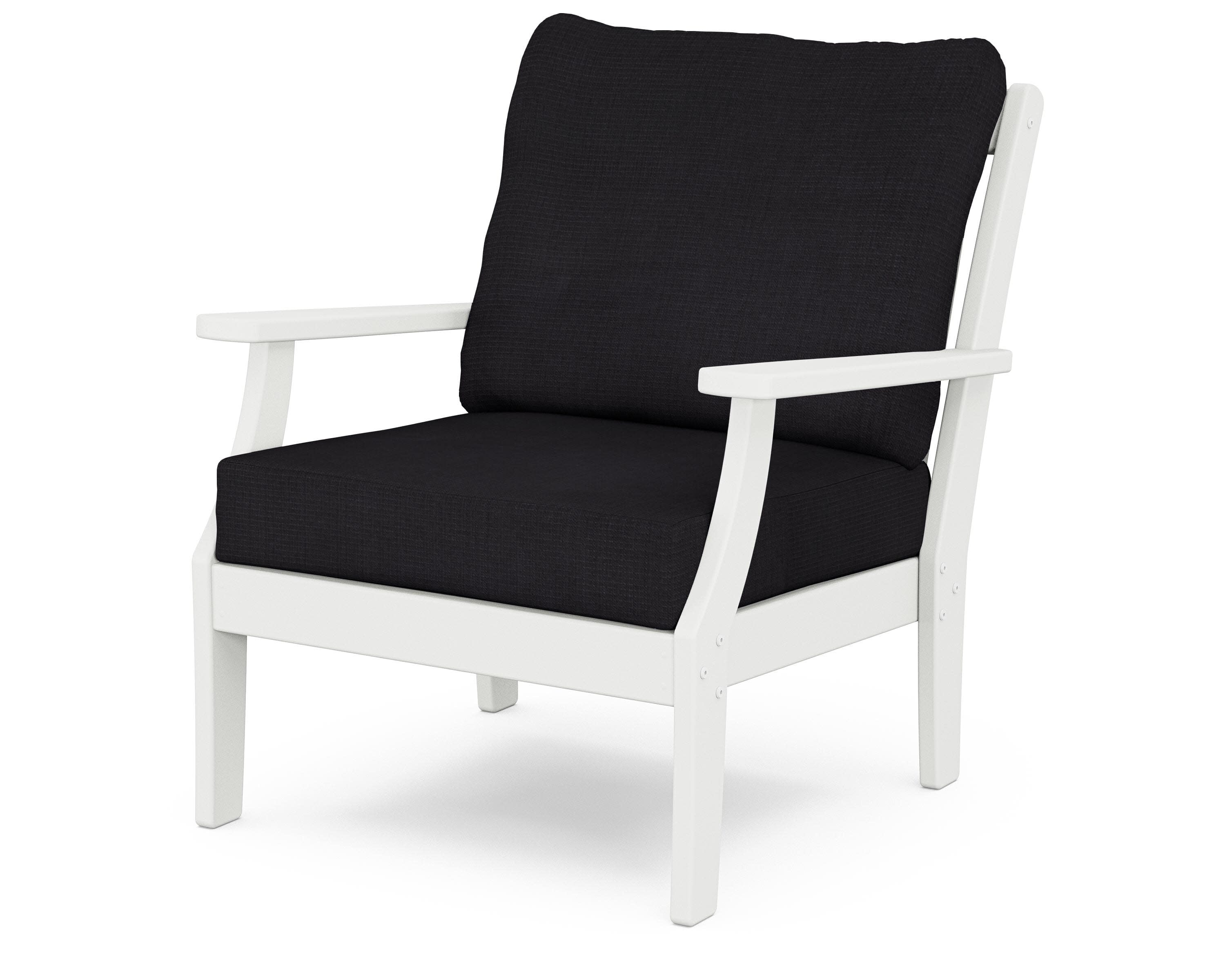 Yacht Club Deep Seating Chair in Classic White / Midnight Linen