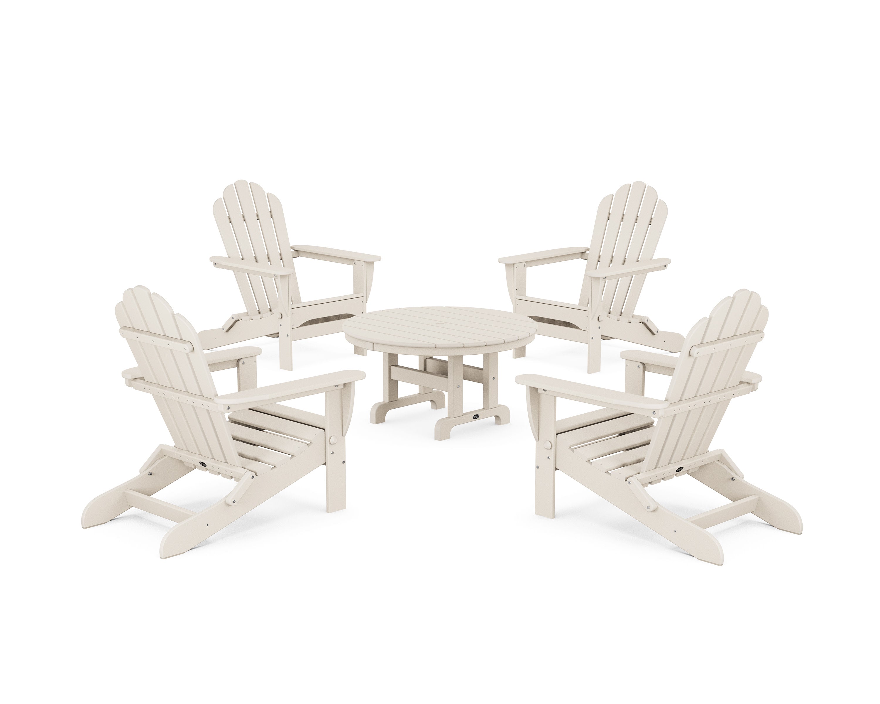 5-Piece Monterey Bay Folding Adirondack Chair Conversation Group in Sand Castle