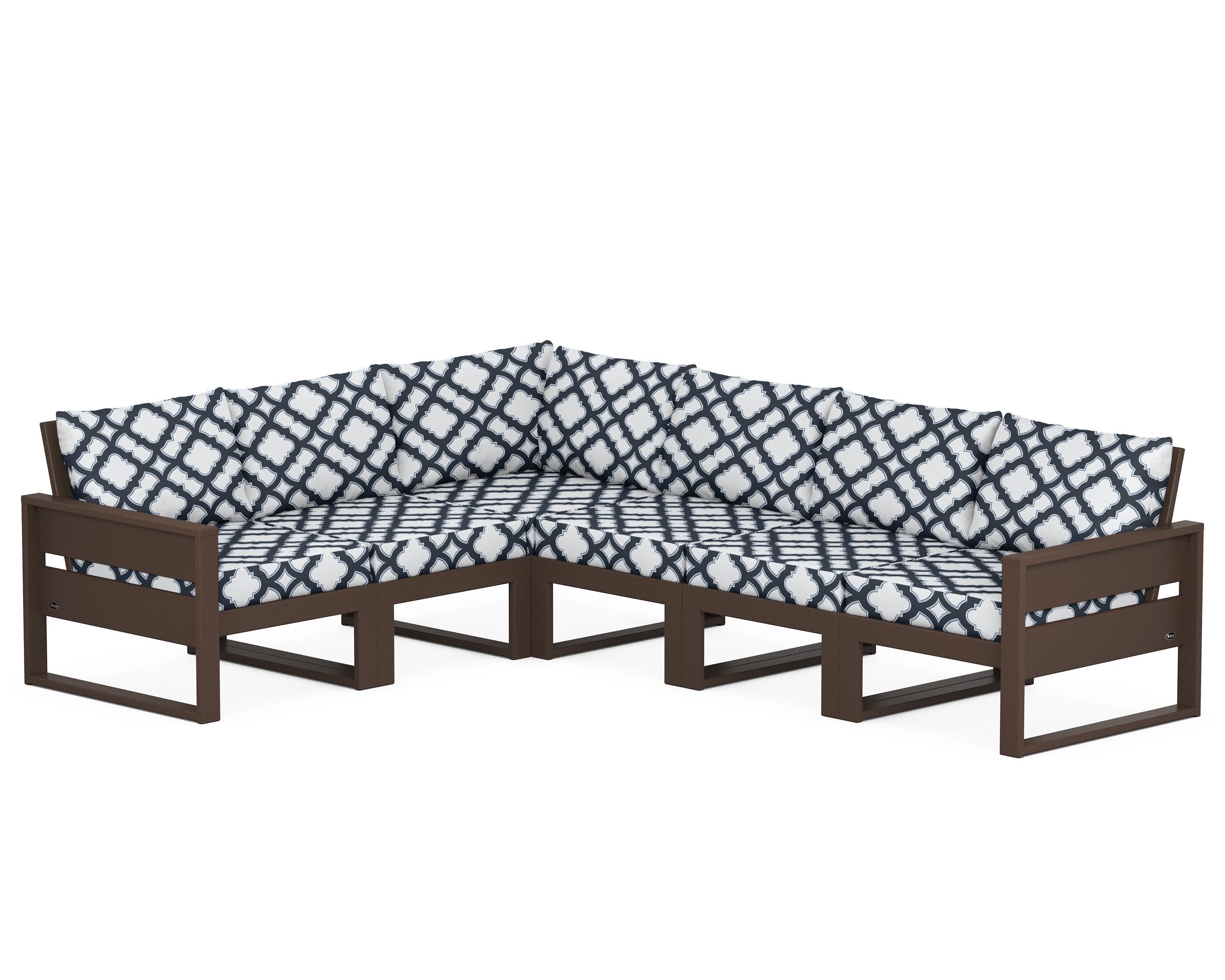 Eastport 6-Piece Sectional in Vintage Lantern / Trellis Marine Indigo