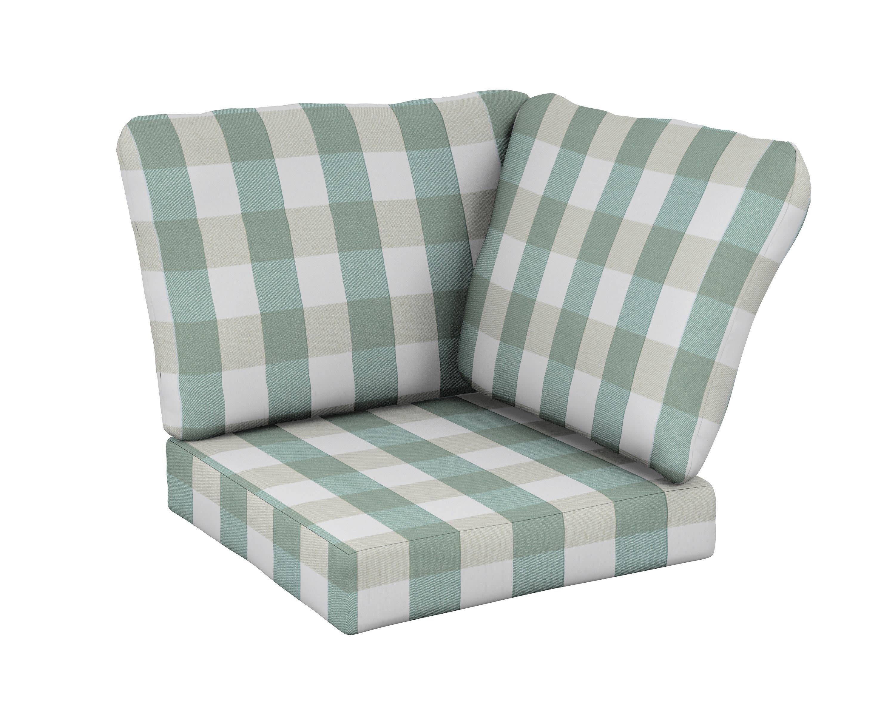 Baffle Modular Corner Cushion in Buffalo Plaid Glacier Spa