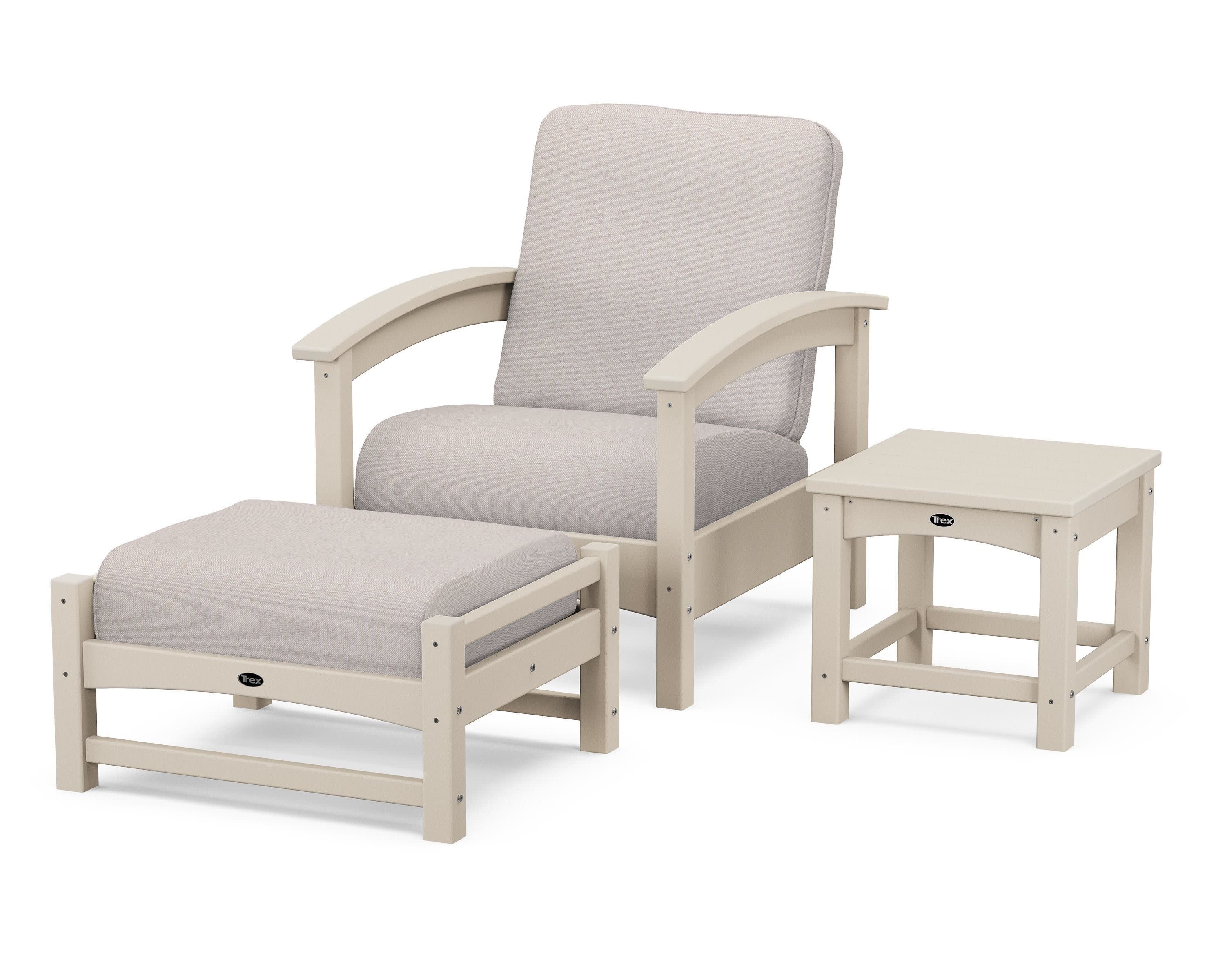 Rockport 3-Piece Deep Seating Set in Sand Castle / Dune Burlap
