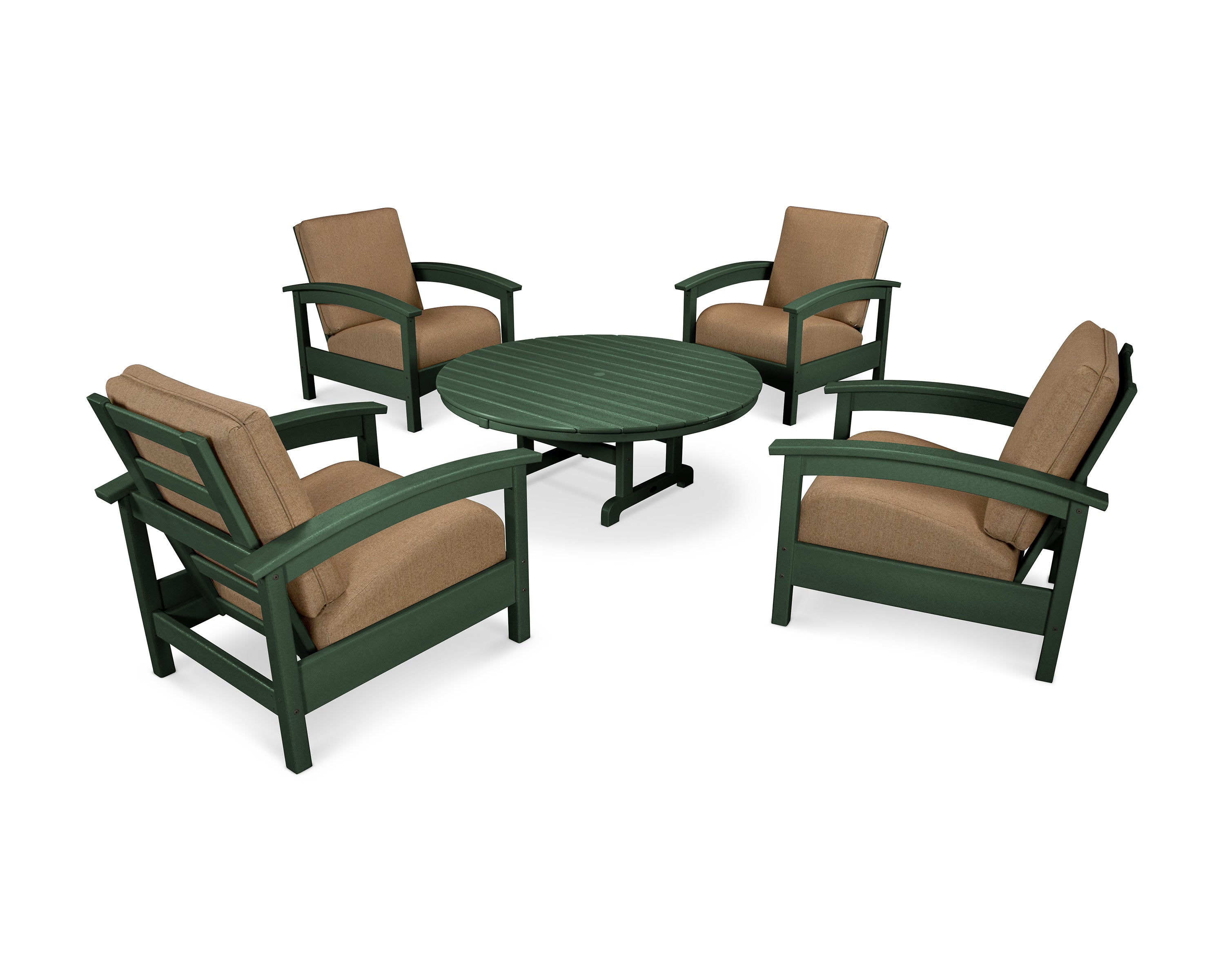 Rockport 5-Piece Deep Seating Set in Rainforest Canopy / Sesame