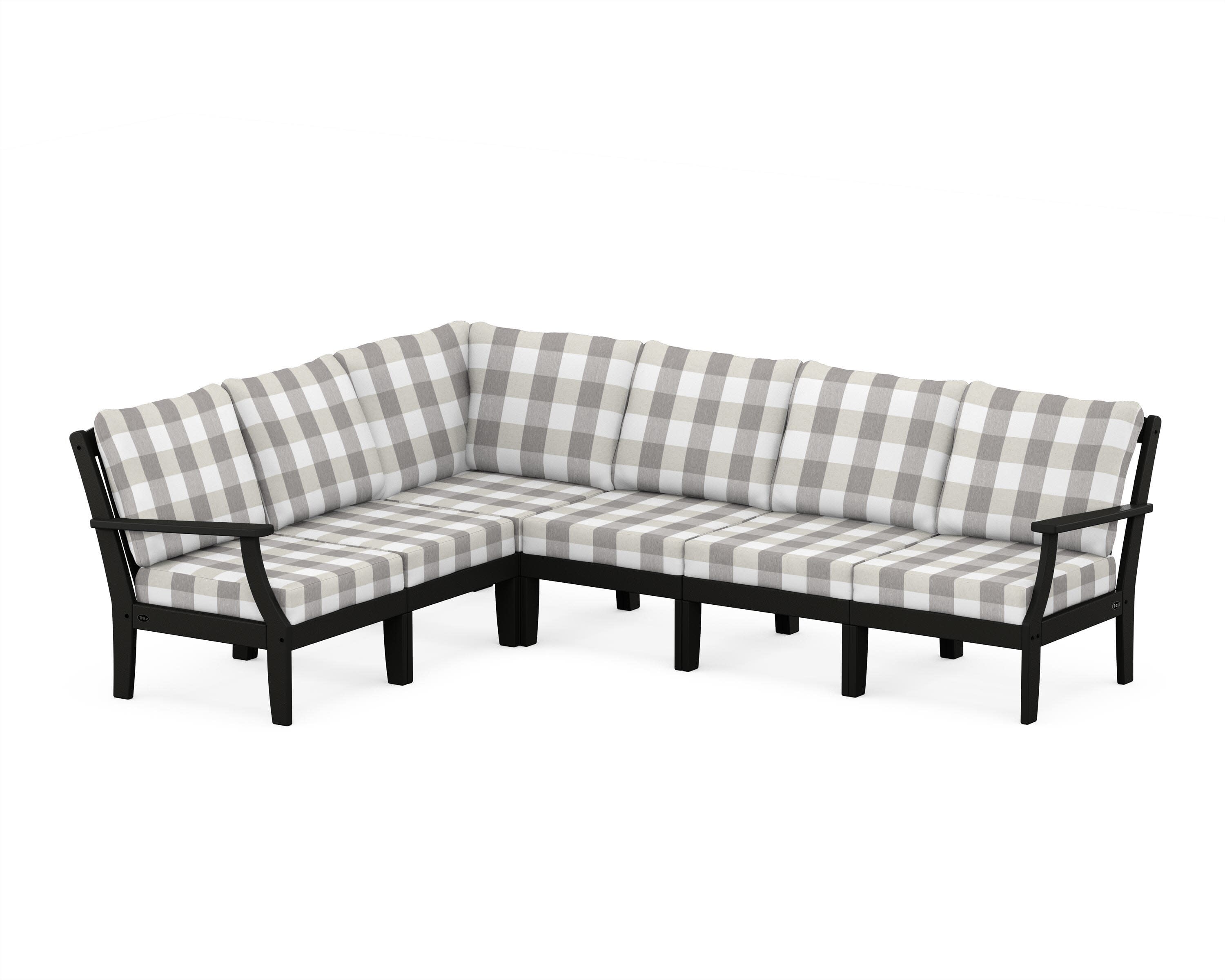 Yacht Club Modular 6-Piece Deep Seating Set in Charcoal Black / Buffalo Plaid Grey Mist