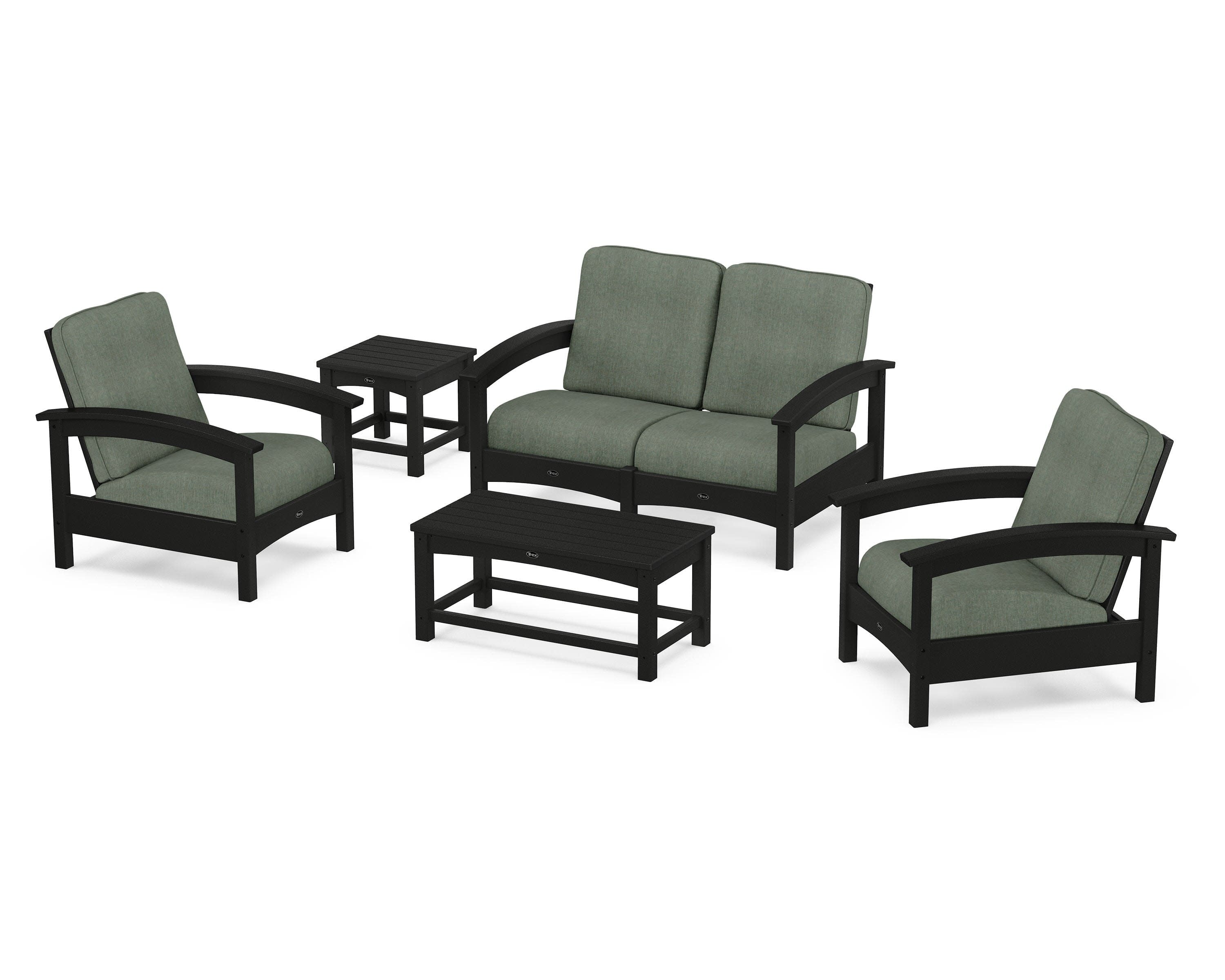 Rockport Club 6-Piece Deep Seating Conversation Set in Charcoal Black / Cast Sage