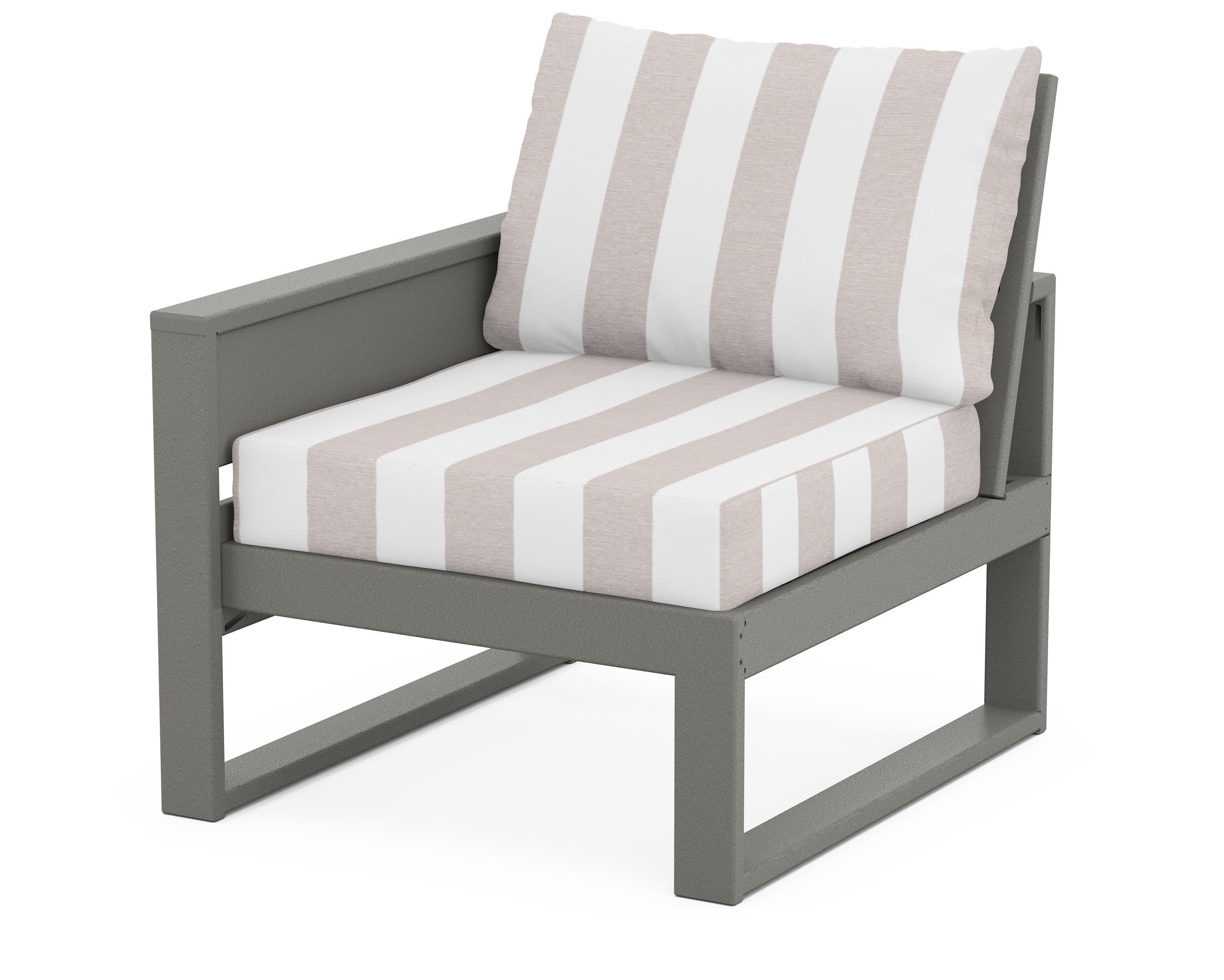 Eastport Modular Left Arm Chair in Stepping Stone / Cabana Stripe Dune Burlap