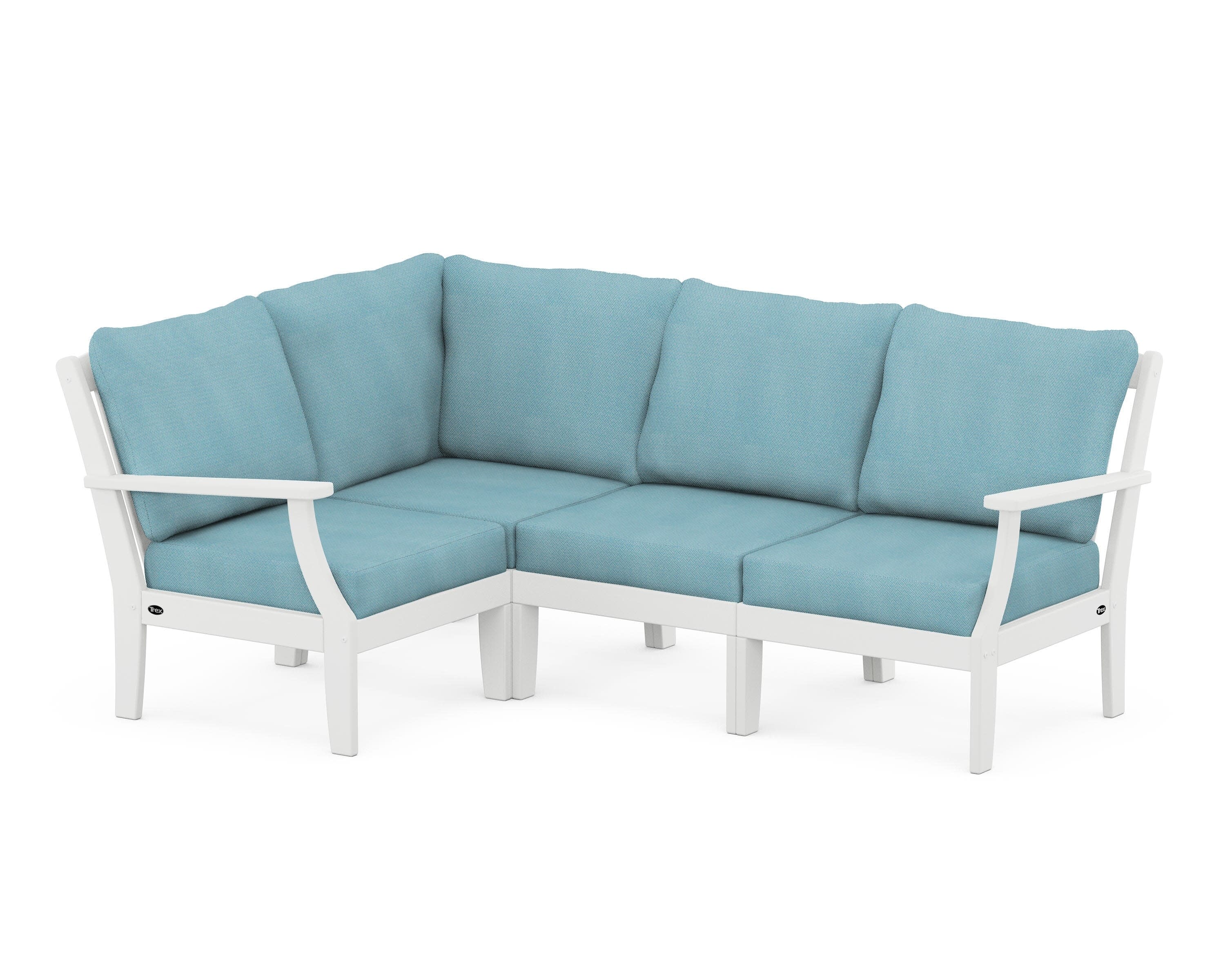 Yacht Club Modular 4-Piece Deep Seating Set in Classic White / Lattice Sky Blue