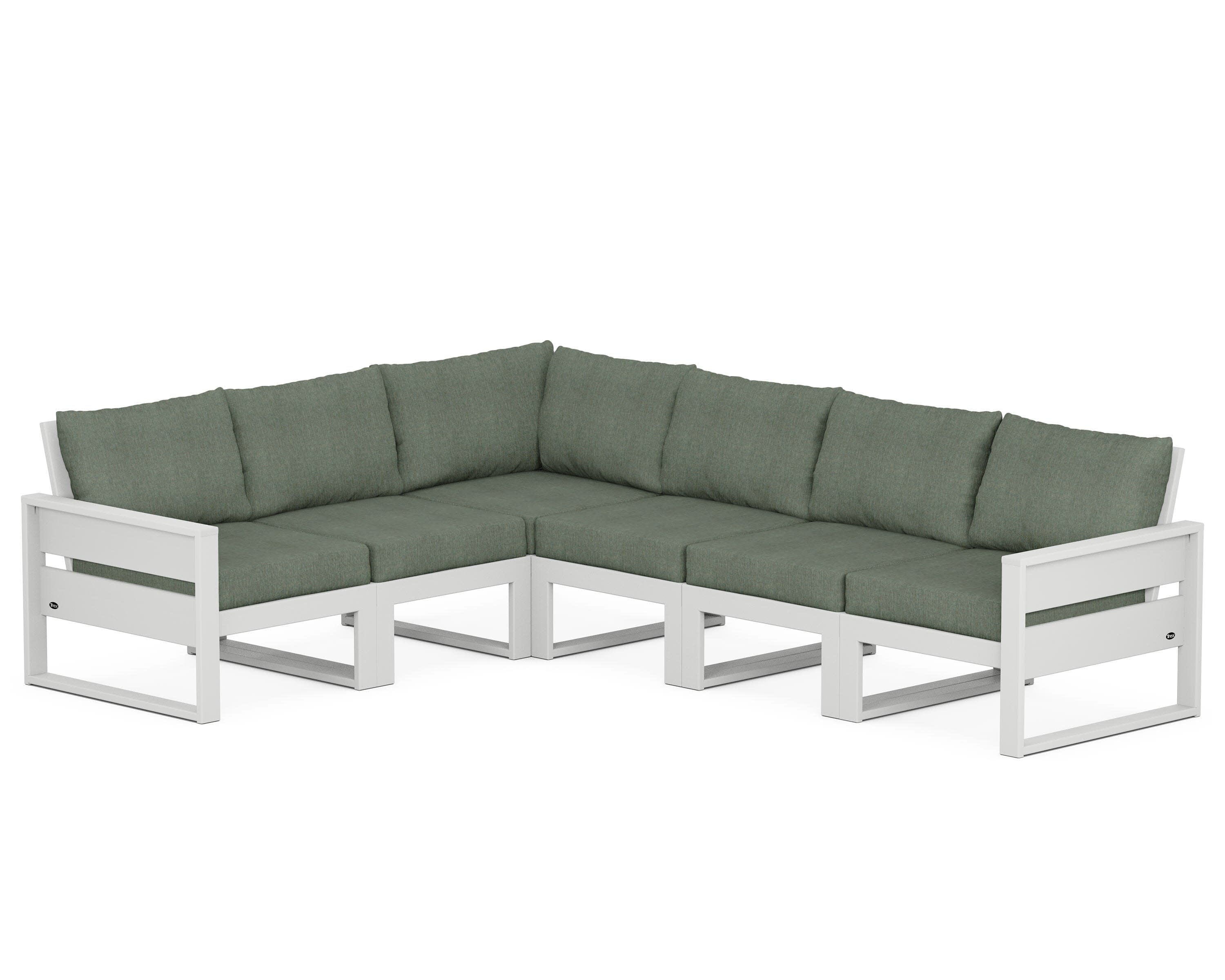Eastport 6-Piece Sectional in Classic White / Cast Sage