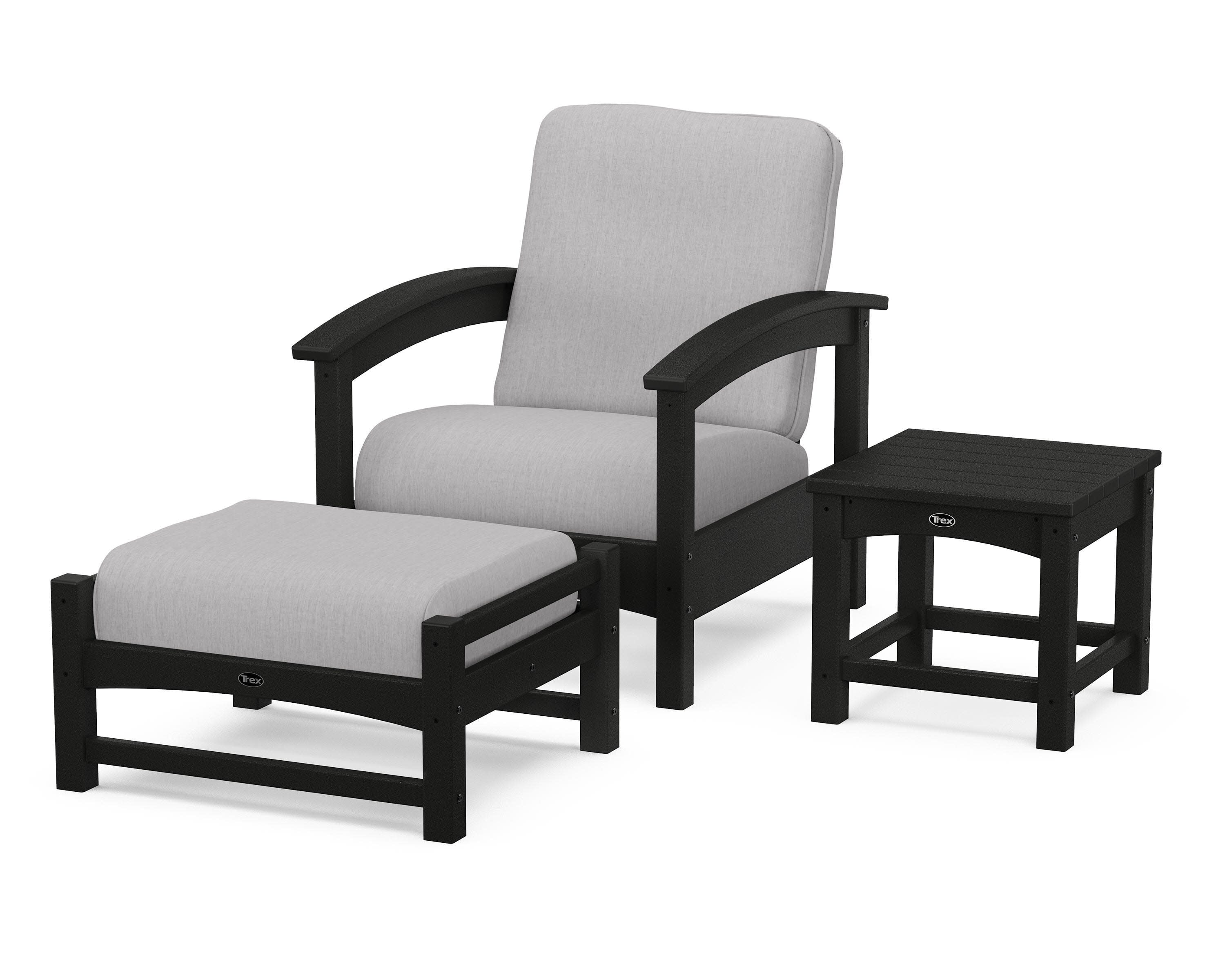 Rockport 3-Piece Deep Seating Set in Charcoal Black / Granite