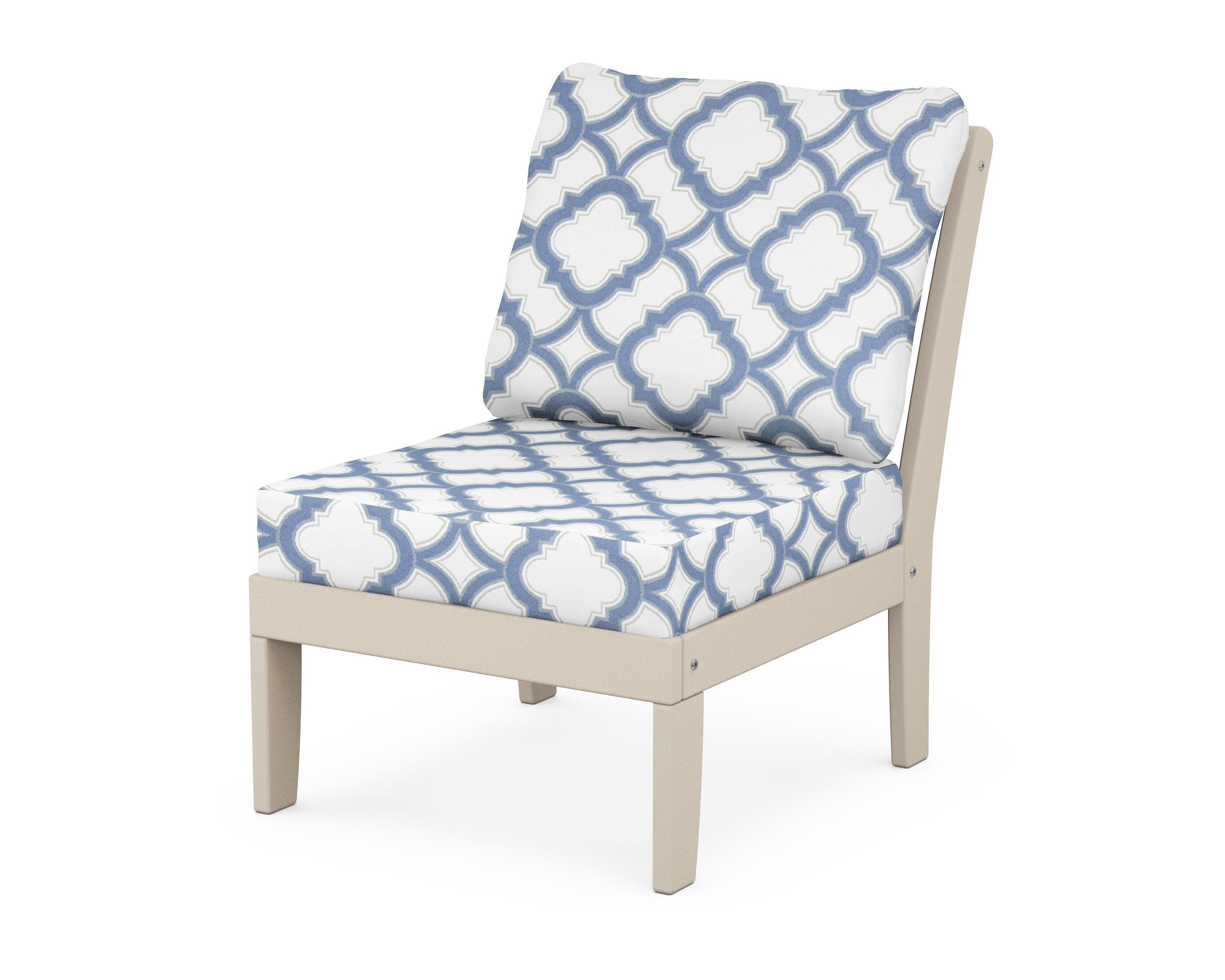 Yacht Club Modular Armless Chair in Sand Castle / Trellis Sky Blue