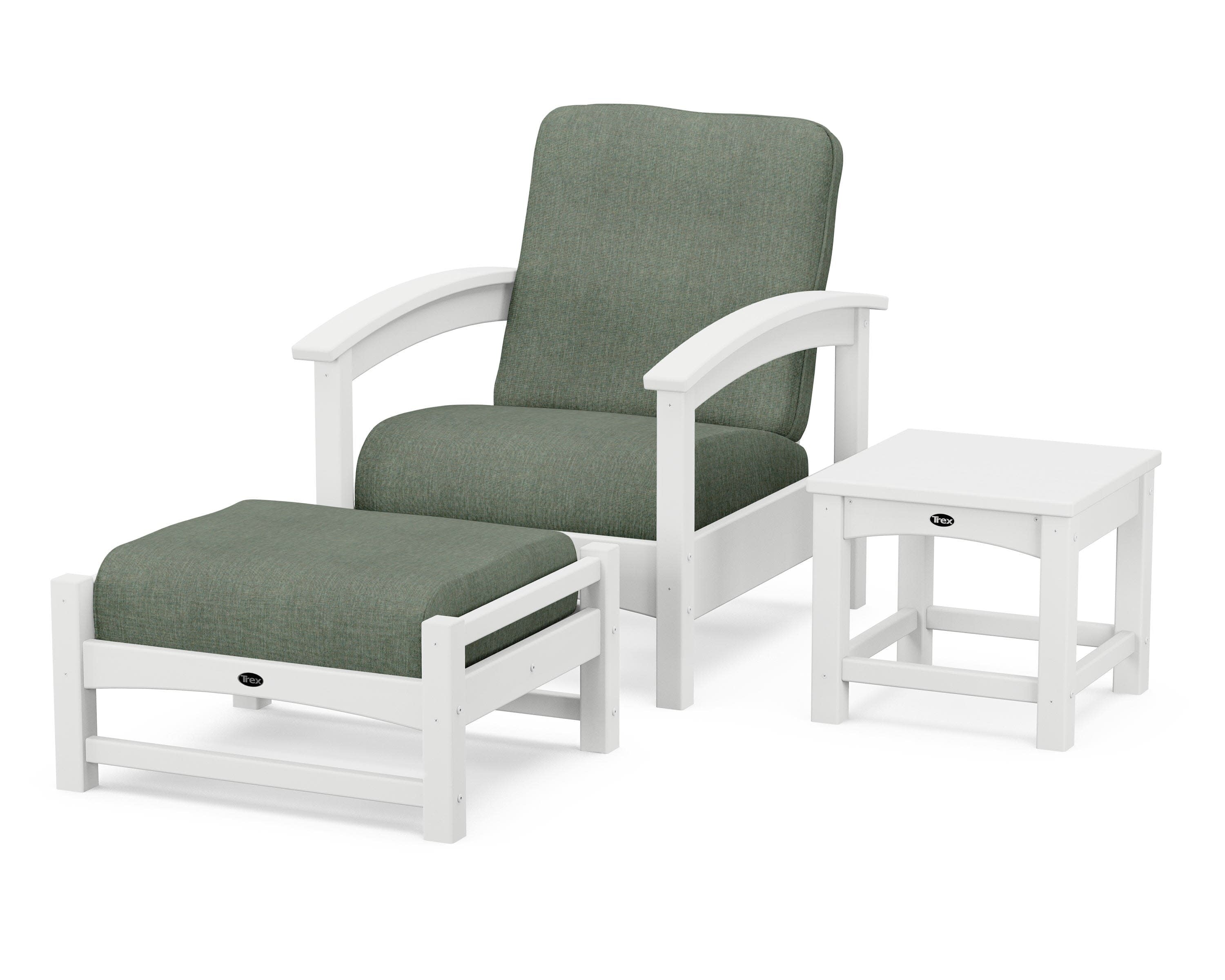 Rockport 3-Piece Deep Seating Set in Classic White / Cast Sage
