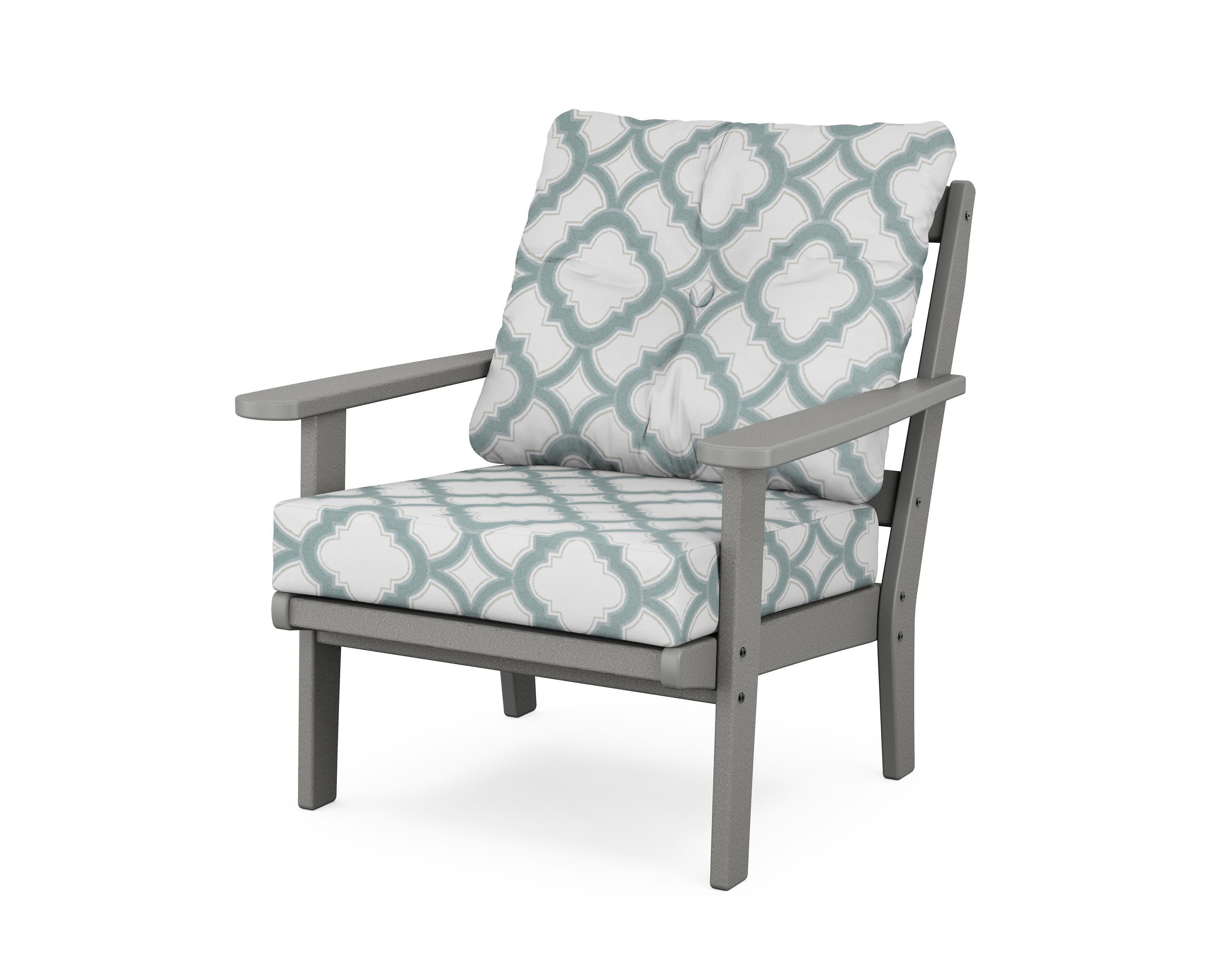 Cape Cod Deep Seating Chair in Stepping Stone / Trellis Glacier Spa