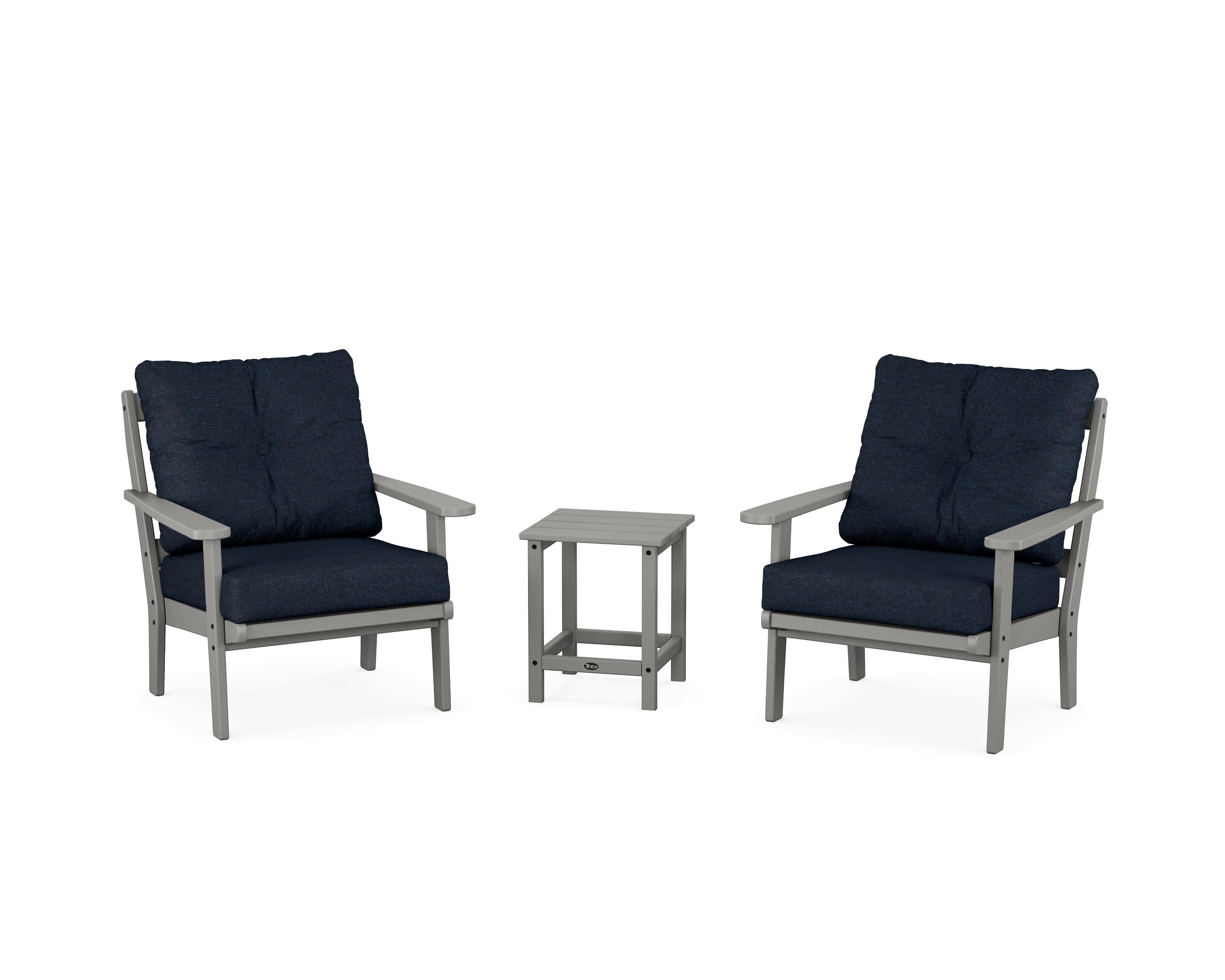Cape Cod 3-Piece Deep Seating Set in Stepping Stone / Marine Indigo