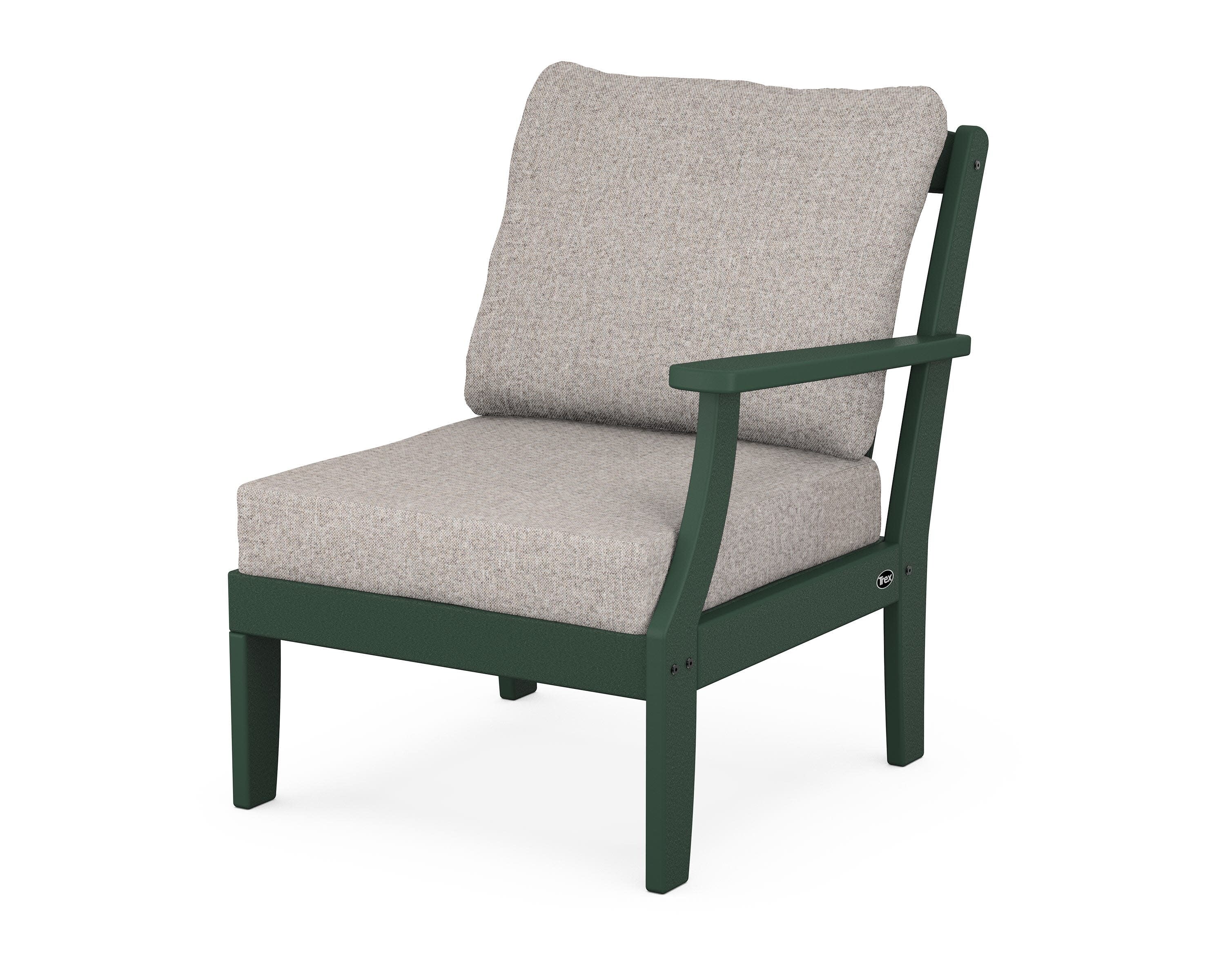 Yacht Club Modular Right Arm Chair in Rainforest Canopy / Weathered Tweed