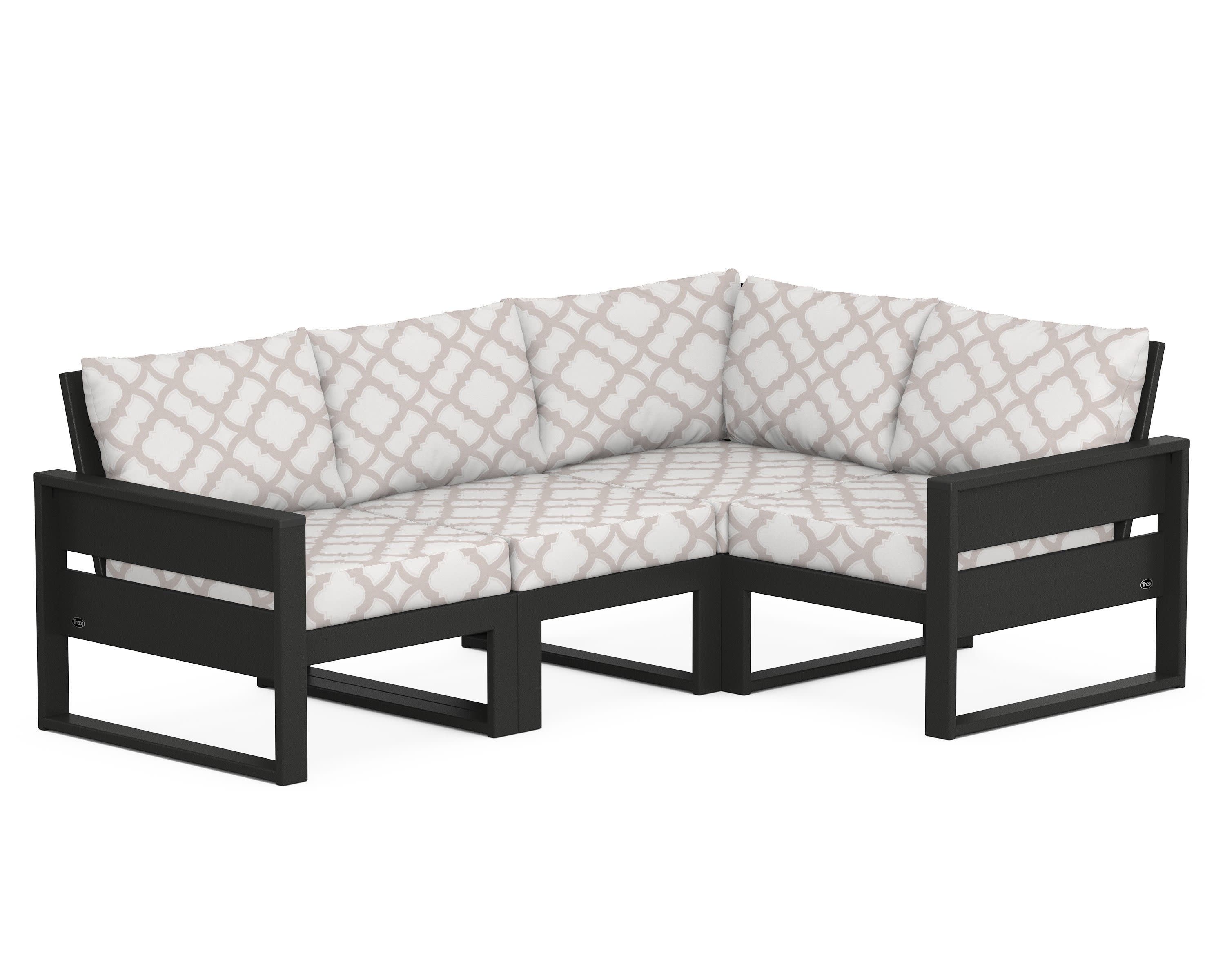 Eastport 4- Piece Sectional in Charcoal Black / Trellis Dune Burlap