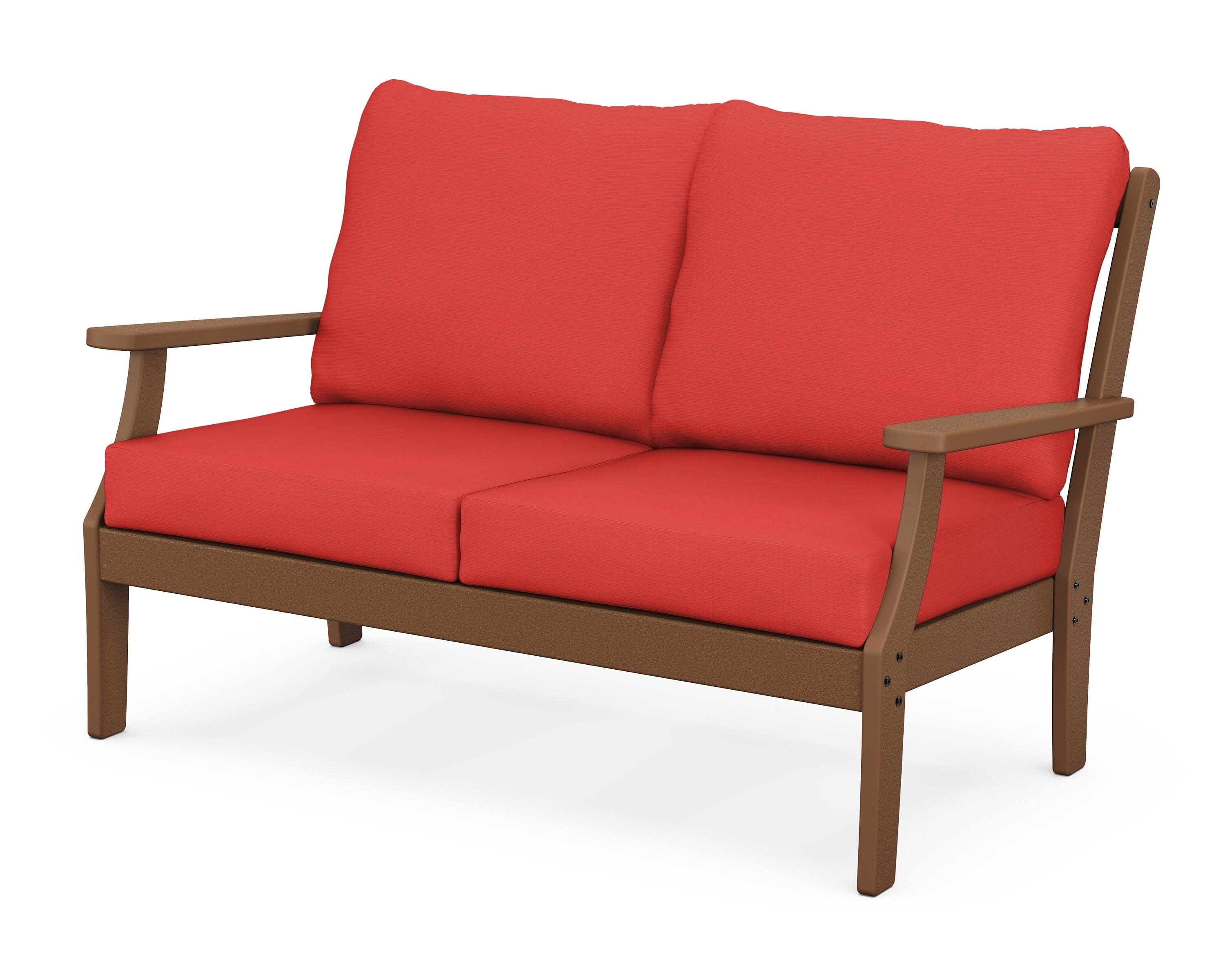 Yacht Club Deep Seating Loveseat in Tree House / Crimson Linen