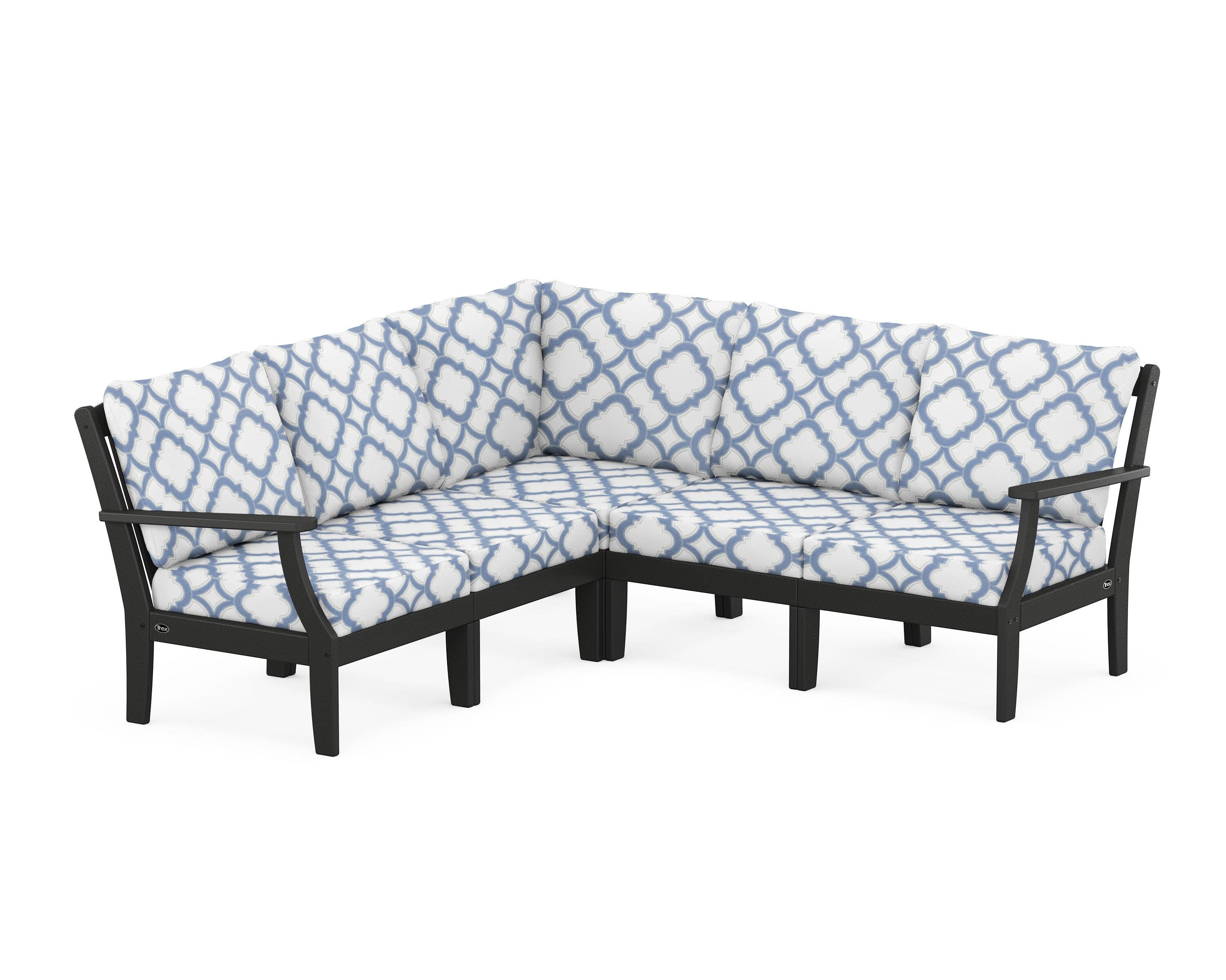Yacht Club Modular 5-Piece Deep Seating Set in Charcoal Black / Trellis Sky Blue