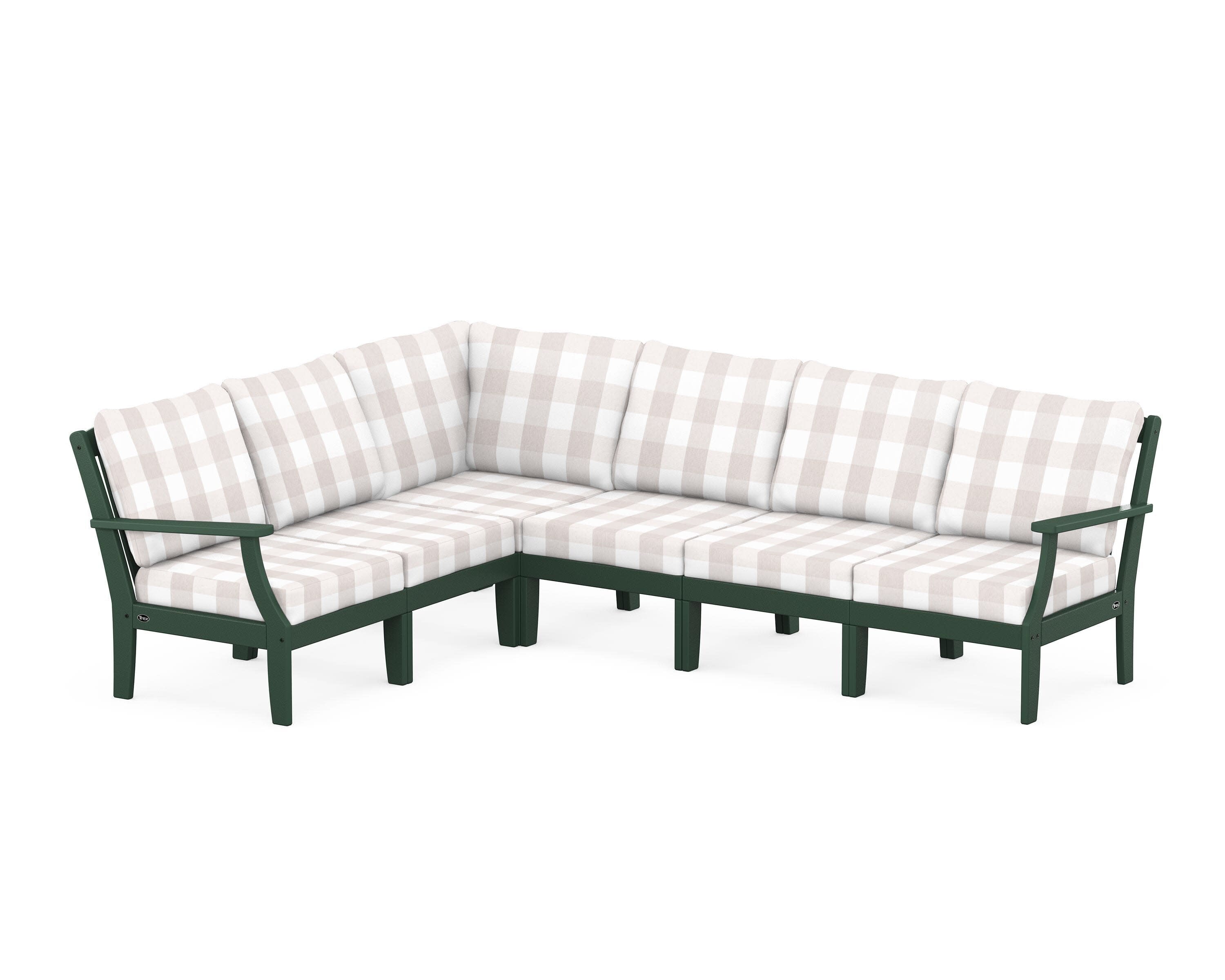 Yacht Club Modular 6-Piece Deep Seating Set in Rainforest Canopy / Buffalo Plaid Dune Burlap