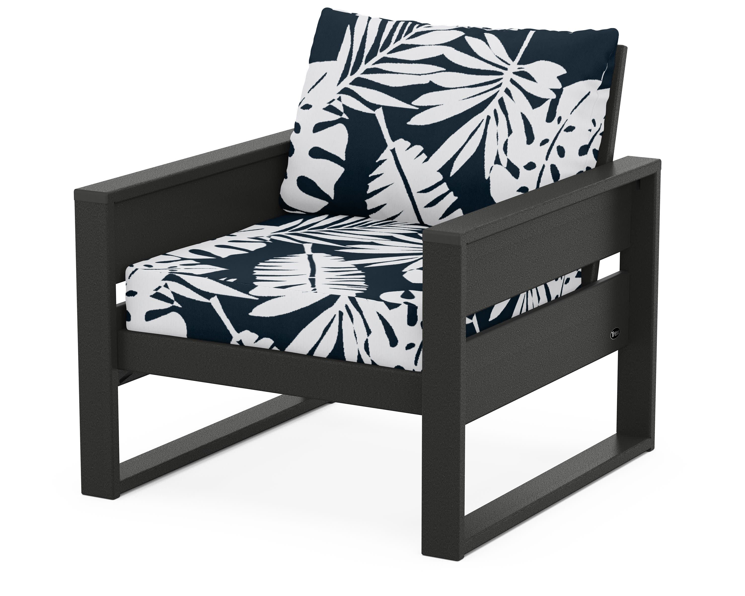 Eastport Club Chair in Charcoal Black / Leaf Marine Indigo