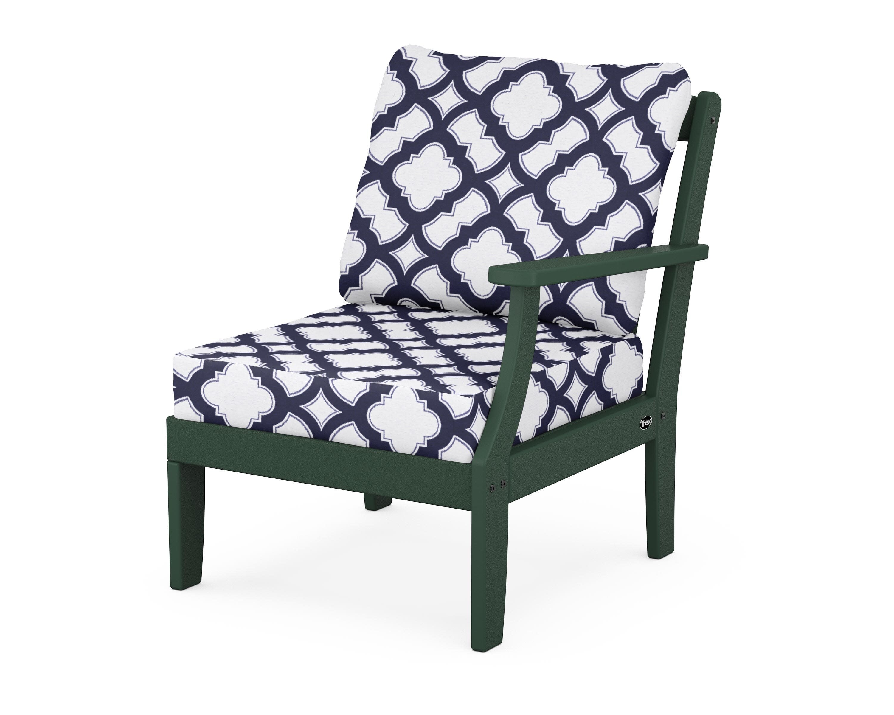 Yacht Club Modular Right Arm Chair in Rainforest Canopy / Trellis Navy
