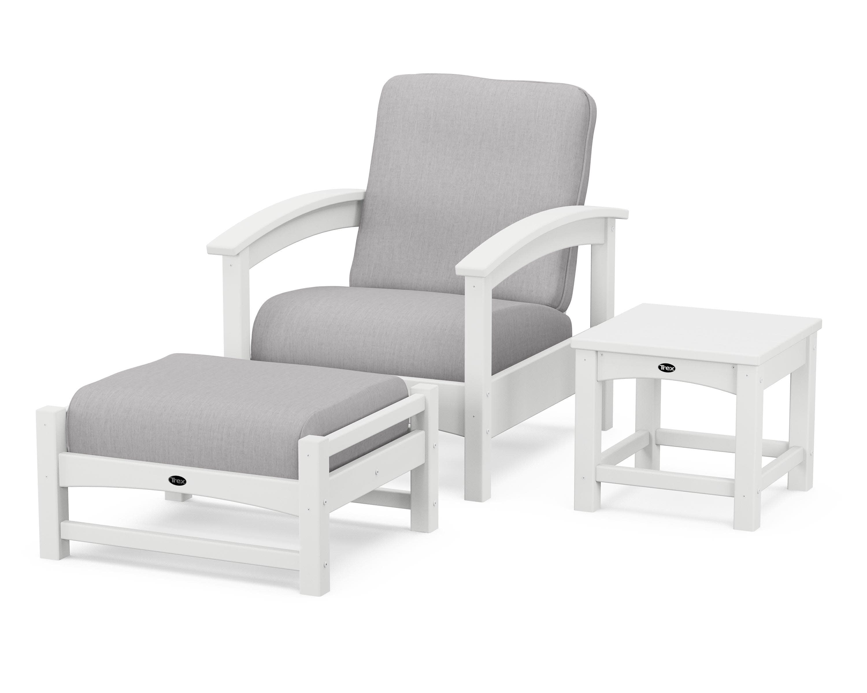 Rockport 3-Piece Deep Seating Set in Classic White / Granite