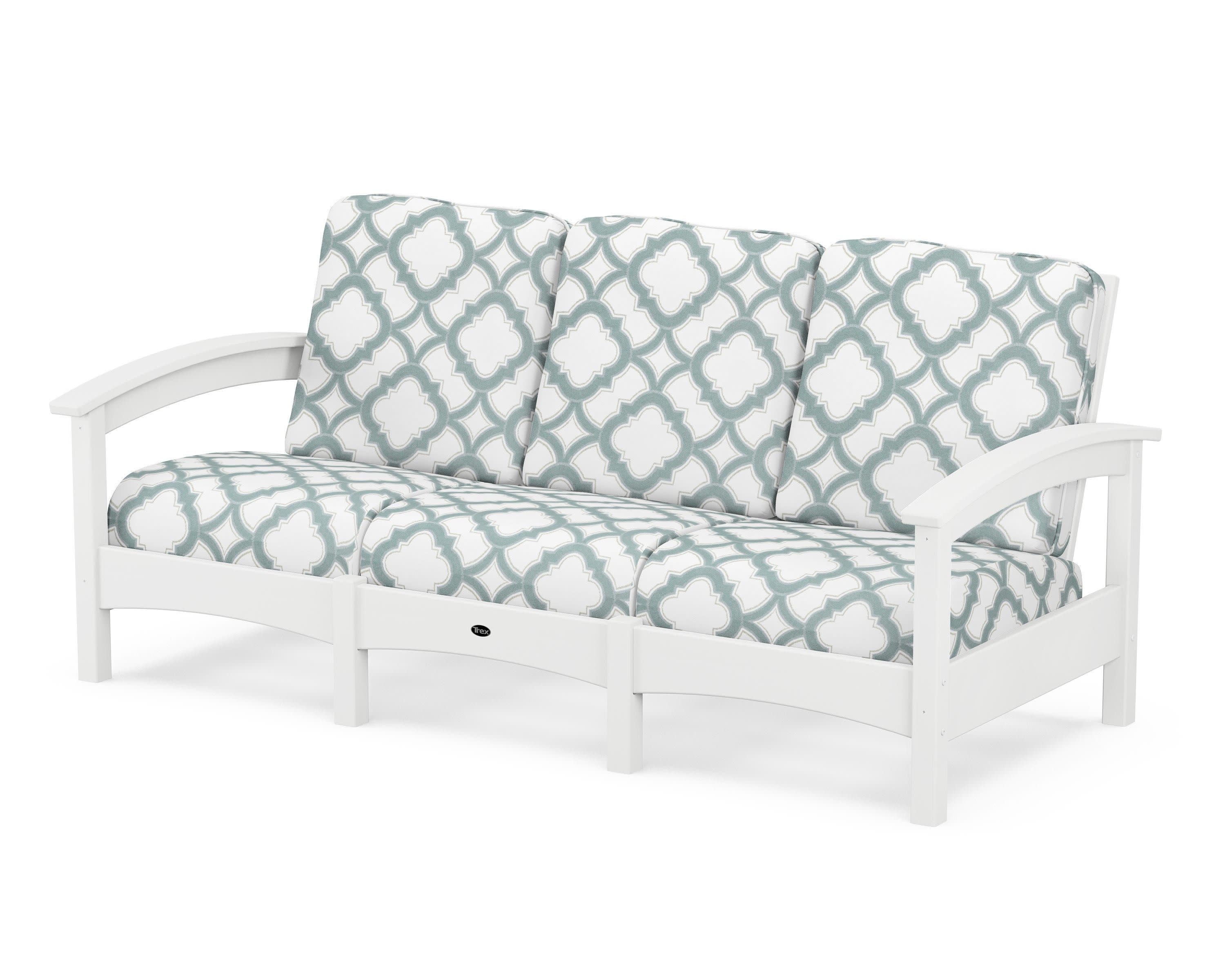 Rockport Club Sofa in Classic White / Trellis Glacier Spa