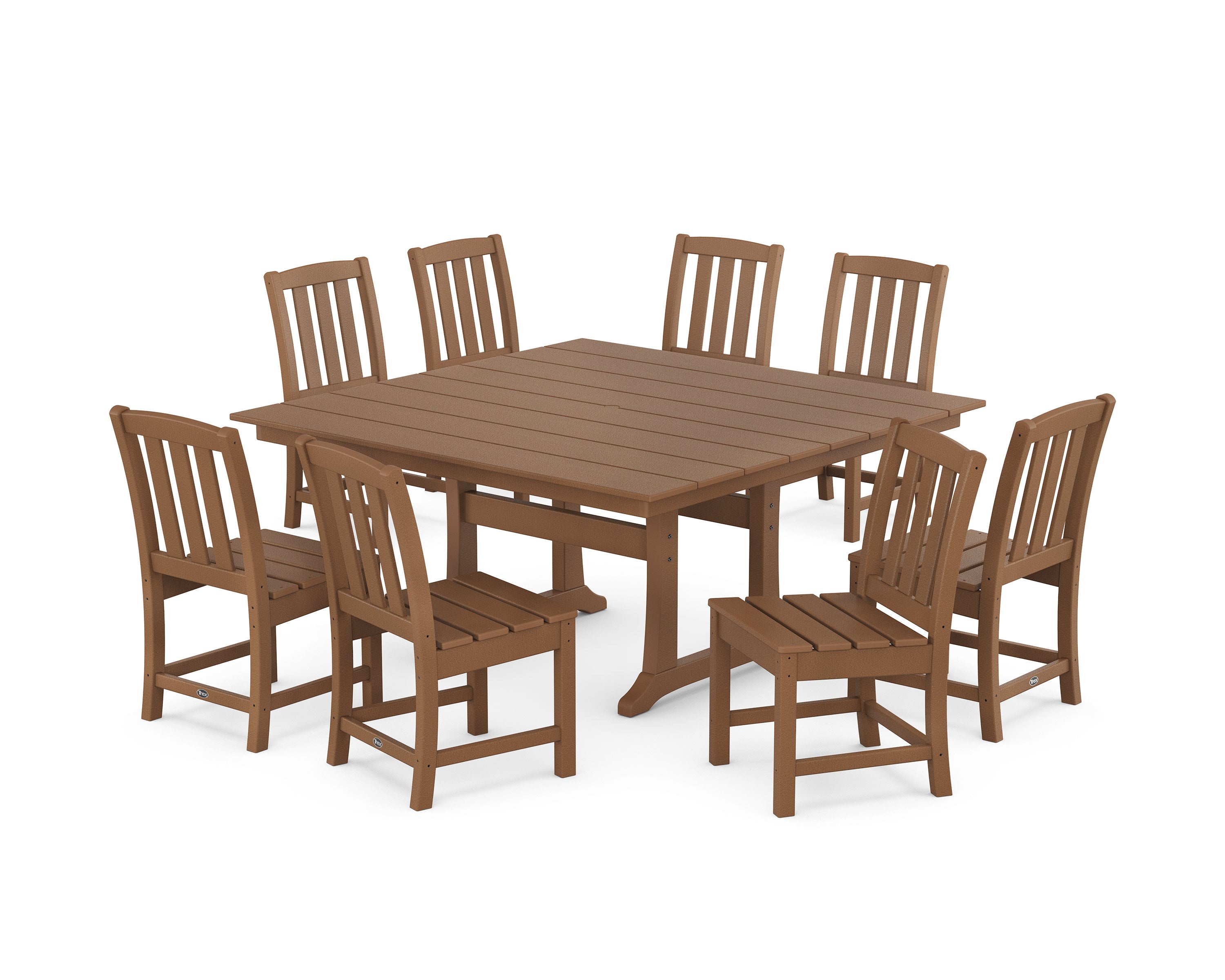 Cape Cod Side Chair 9-Piece Square Farmhouse Dining Set with Trestle Legs in Tree House
