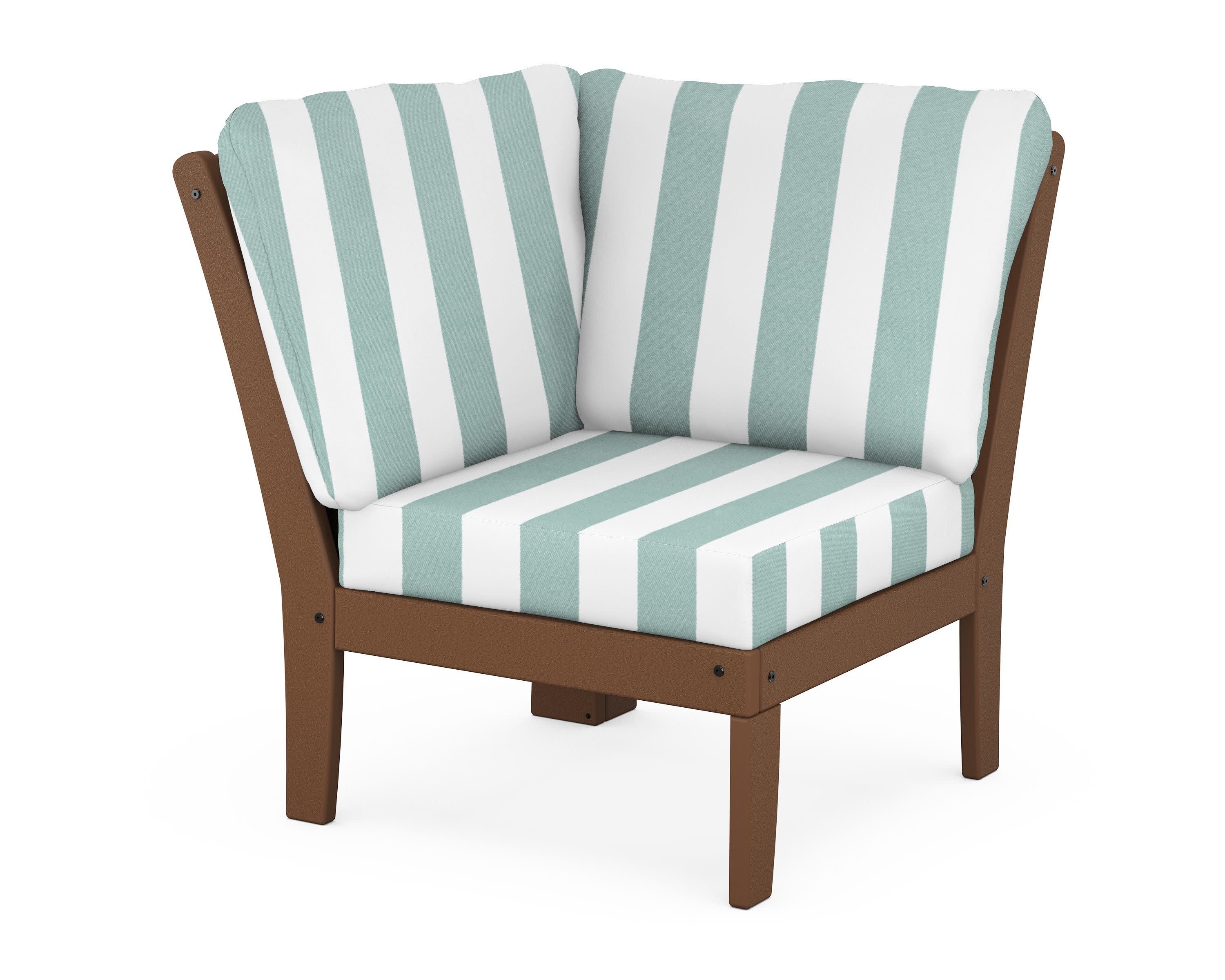 Yacht Club Modular Corner Chair in Tree House / Cabana Stripe Glacier Spa