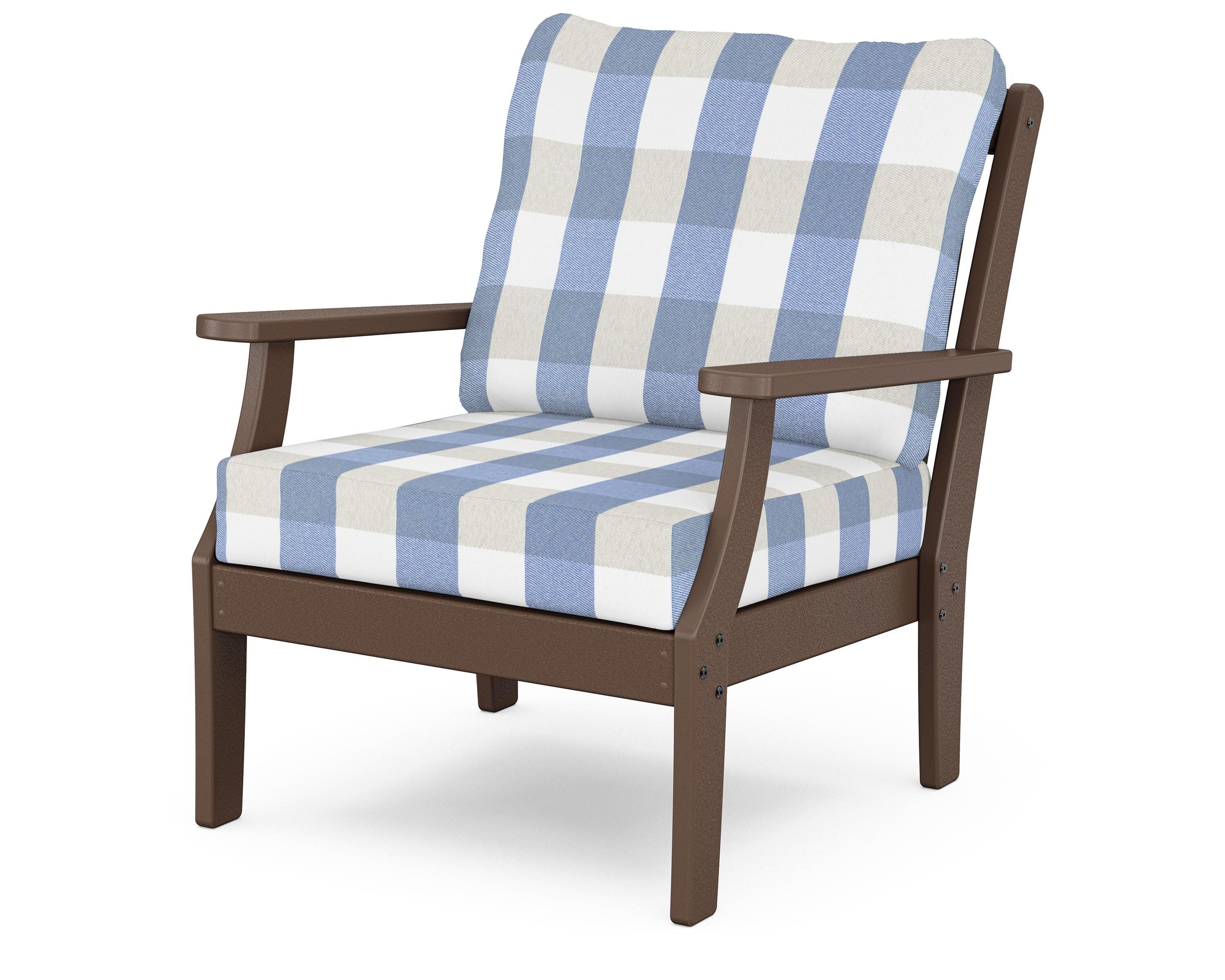 Yacht Club Deep Seating Chair in Vintage Lantern / Buffalo Plaid Sky Blue