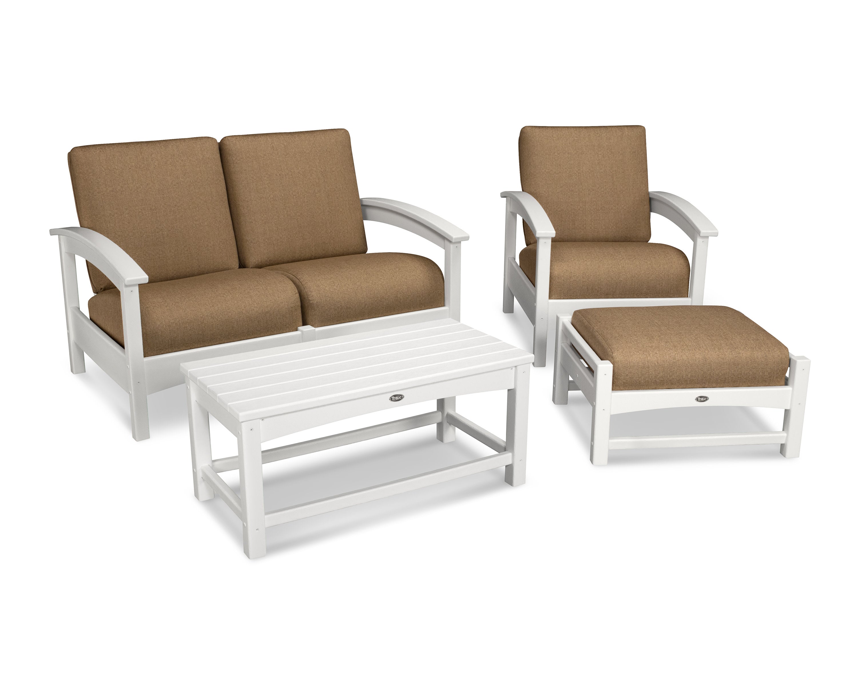 Rockport 4-Piece Deep Seating Conversation Group in Classic White / Sesame
