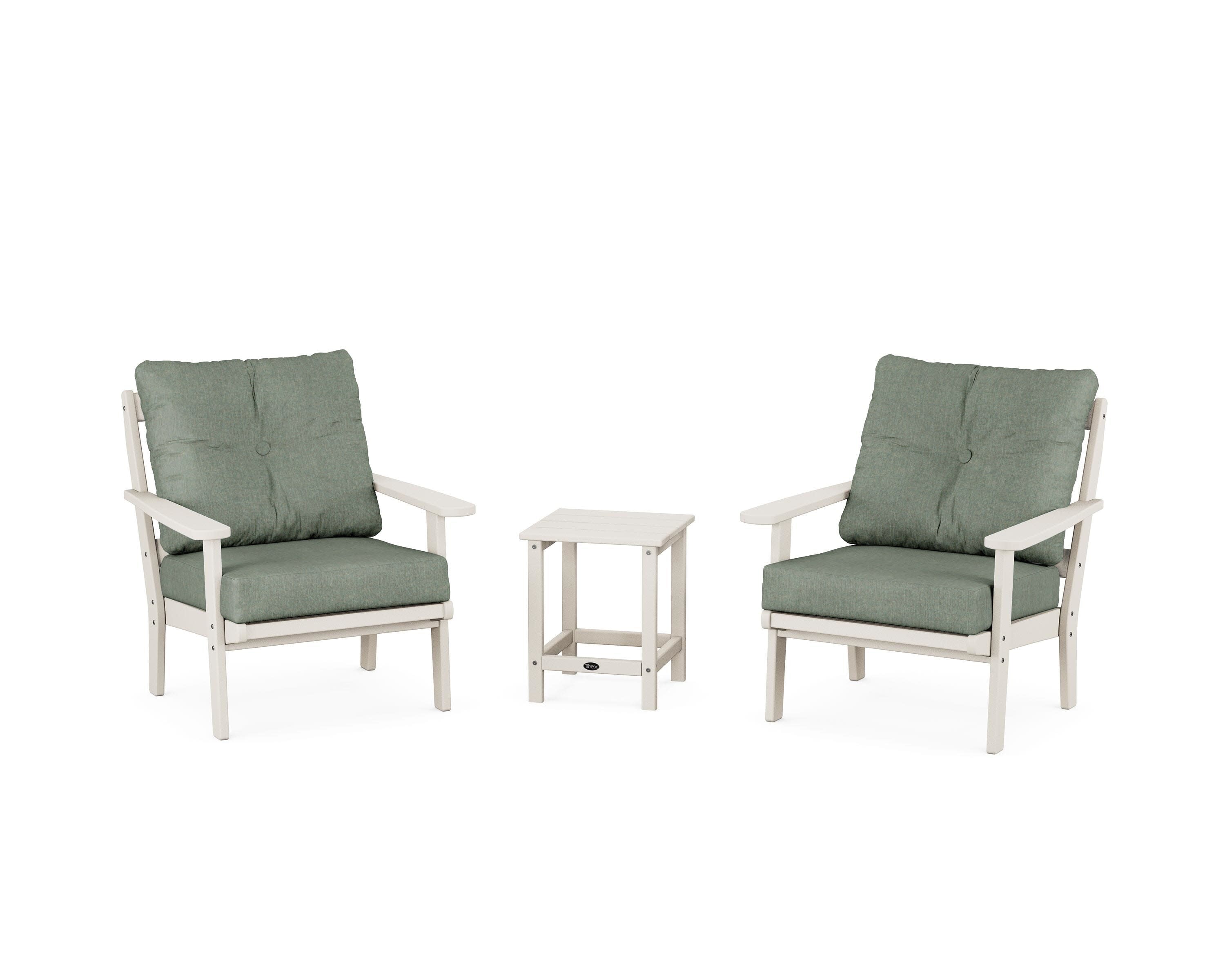 Cape Cod 3-Piece Deep Seating Set in Sand Castle / Cast Sage