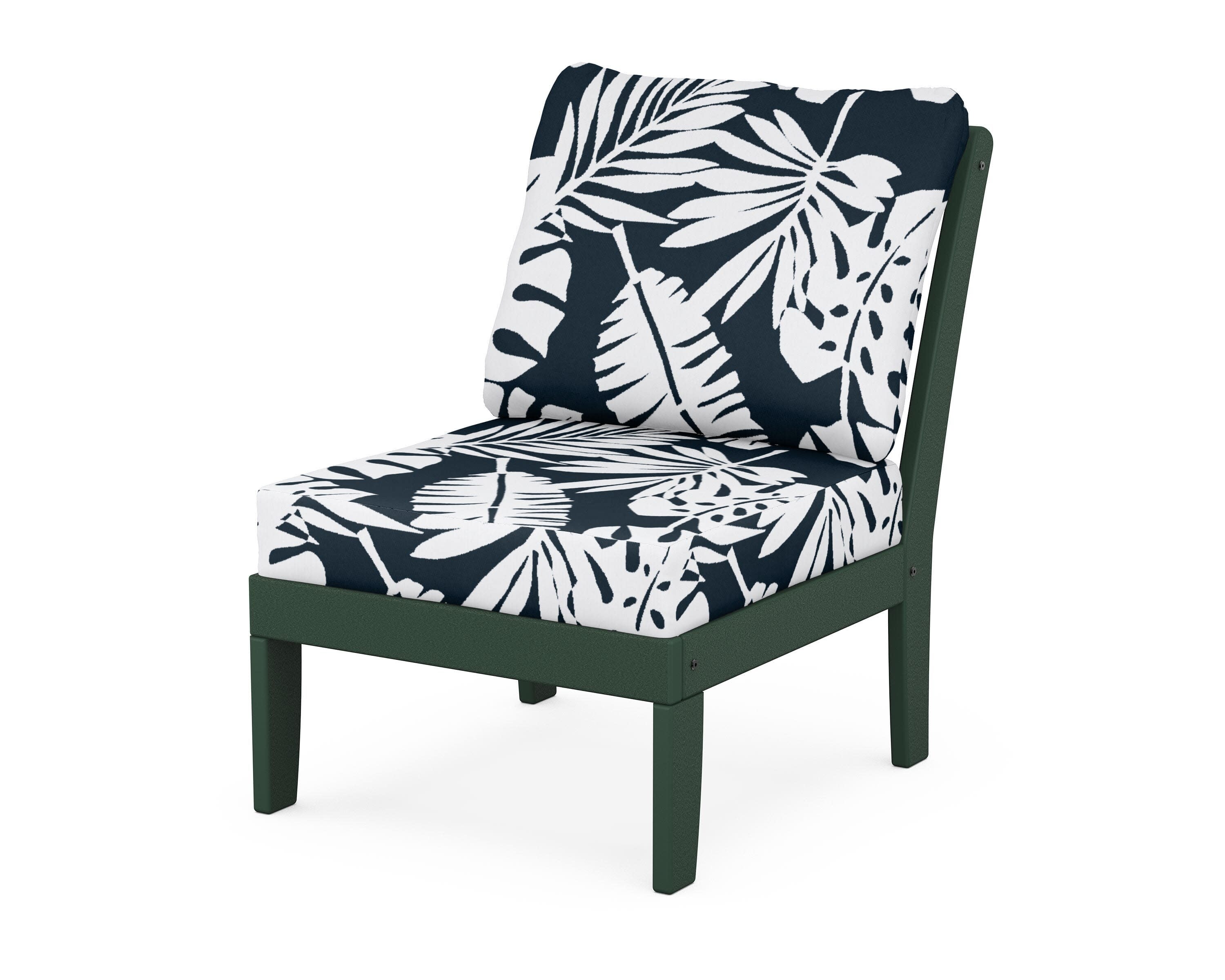 Yacht Club Modular Armless Chair in Rainforest Canopy / Leaf Marine Indigo