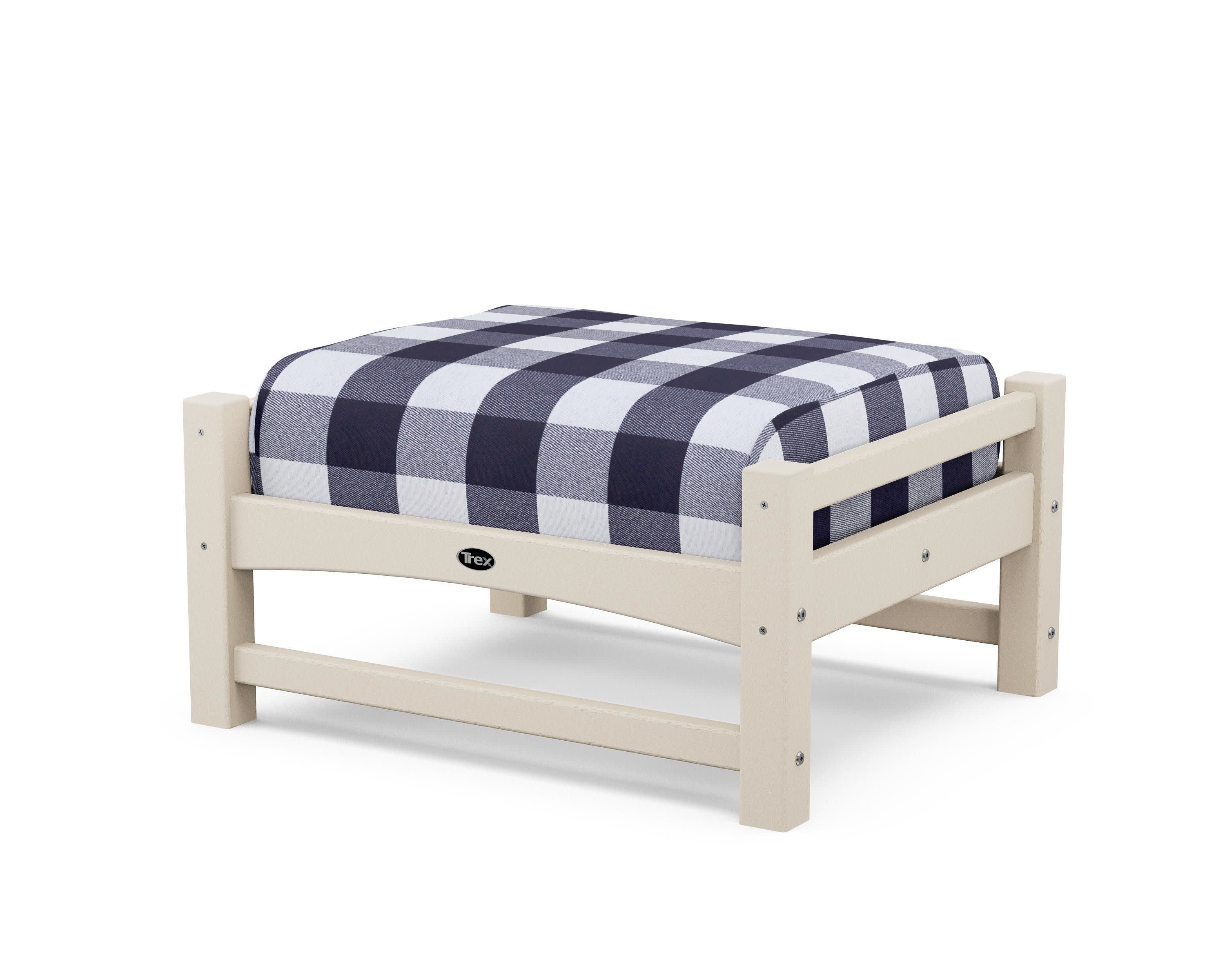 Rockport Club Ottoman in Sand Castle / Buffalo Plaid Navy