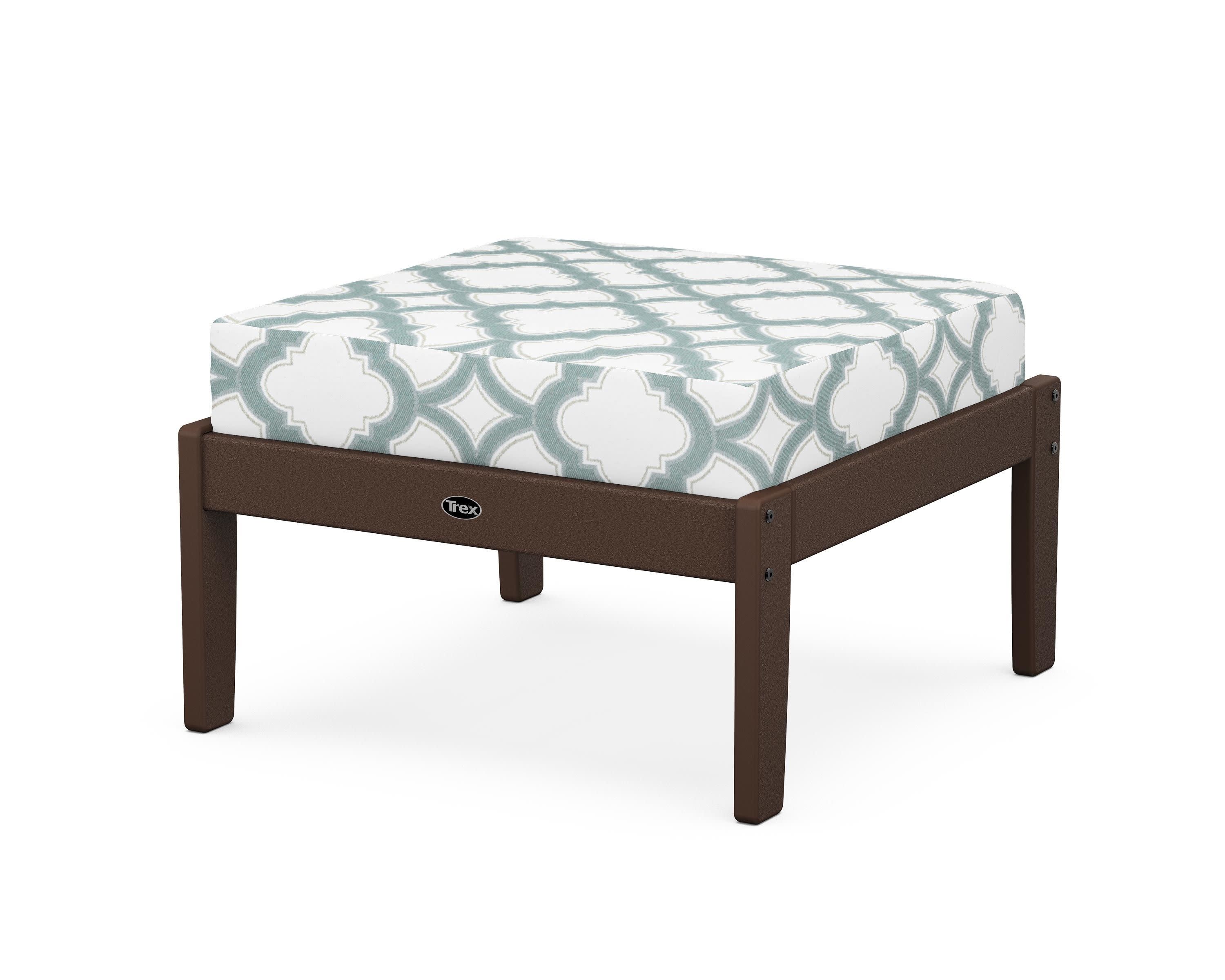 Yacht Club Deep Seating Ottoman in Vintage Lantern / Trellis Glacier Spa