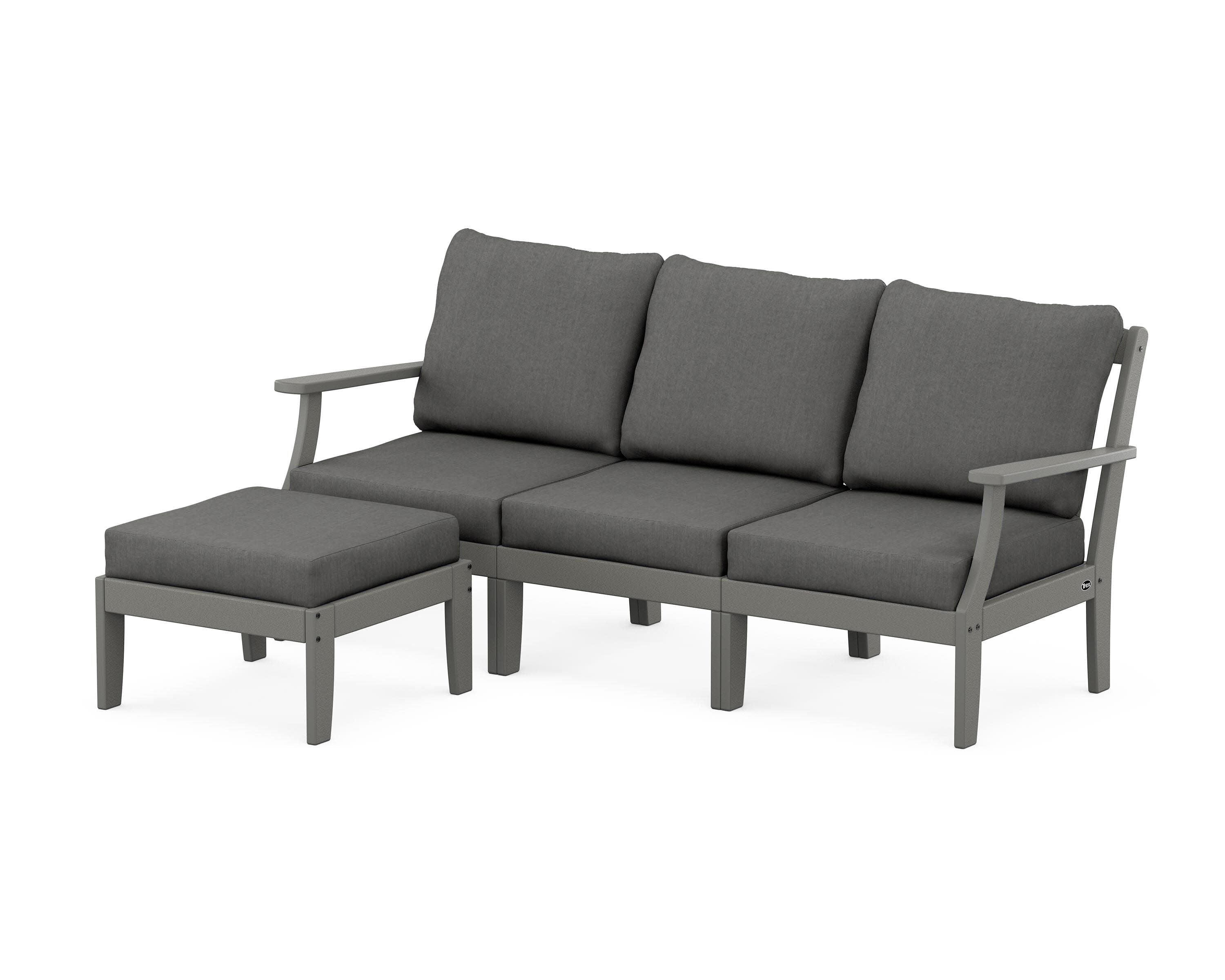 Yacht Club Modular 4-Piece Deep Seating Set with Ottoman in Stepping Stone / Spectrum Carbon