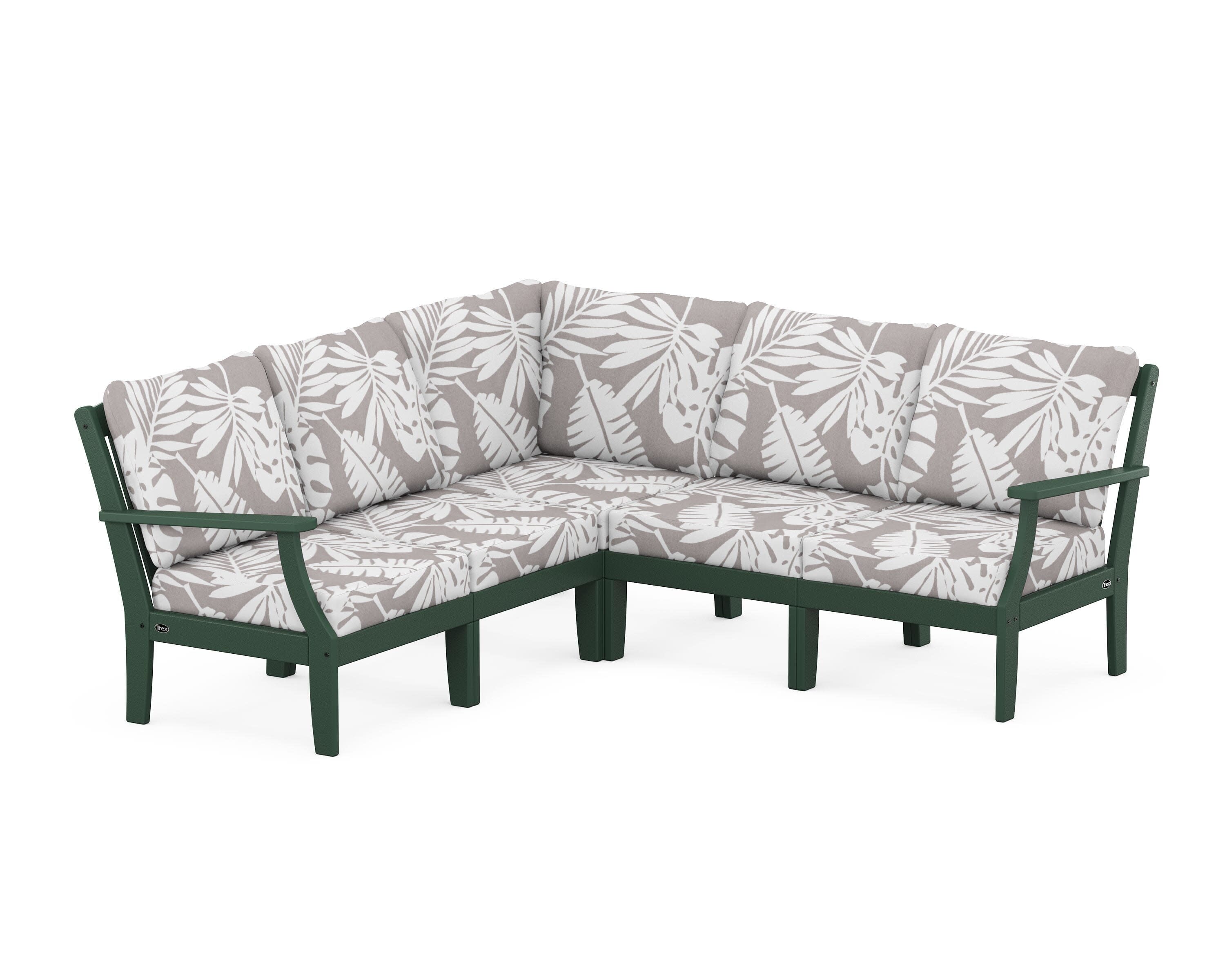 Yacht Club Modular 5-Piece Deep Seating Set in Rainforest Canopy / Leaf Grey Mist