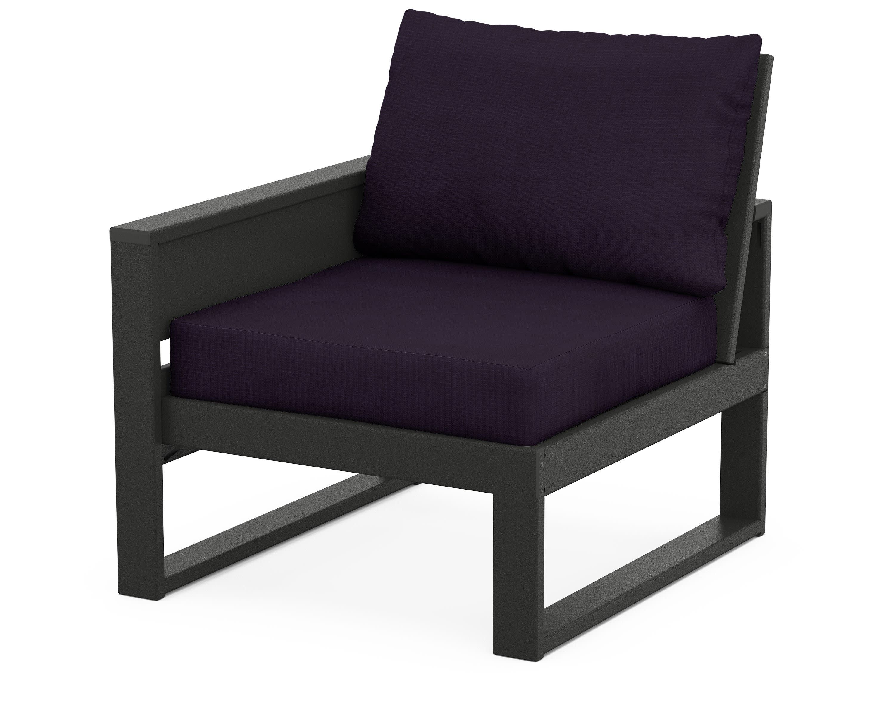 Eastport Modular Left Arm Chair in Charcoal Black / Navy Linen