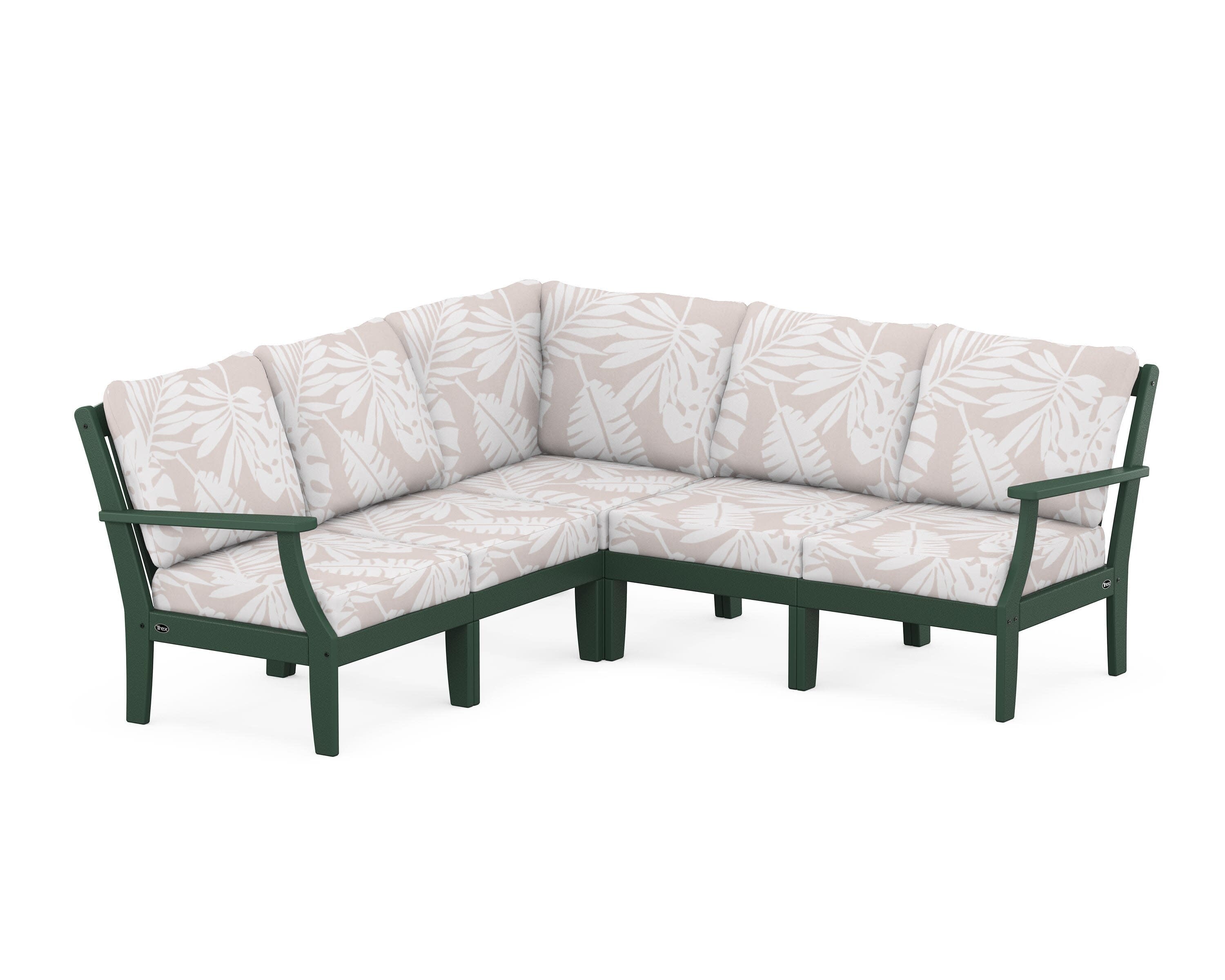 Yacht Club Modular 5-Piece Deep Seating Set in Rainforest Canopy / Leaf Dune Burlap