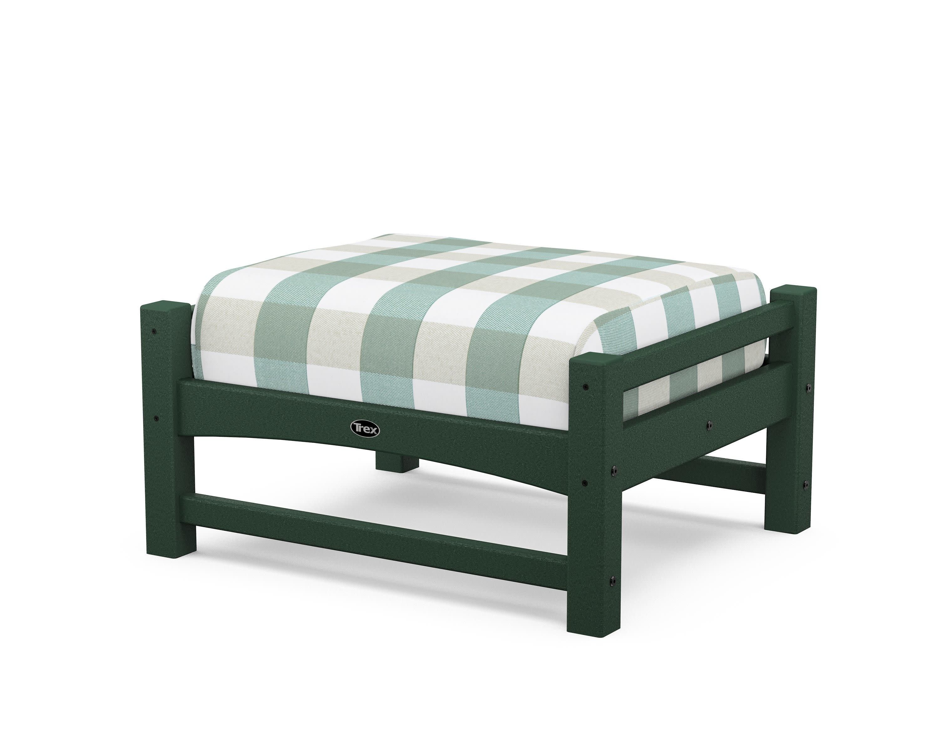 Rockport Club Ottoman in Rainforest Canopy / Buffalo Plaid Glacier Spa