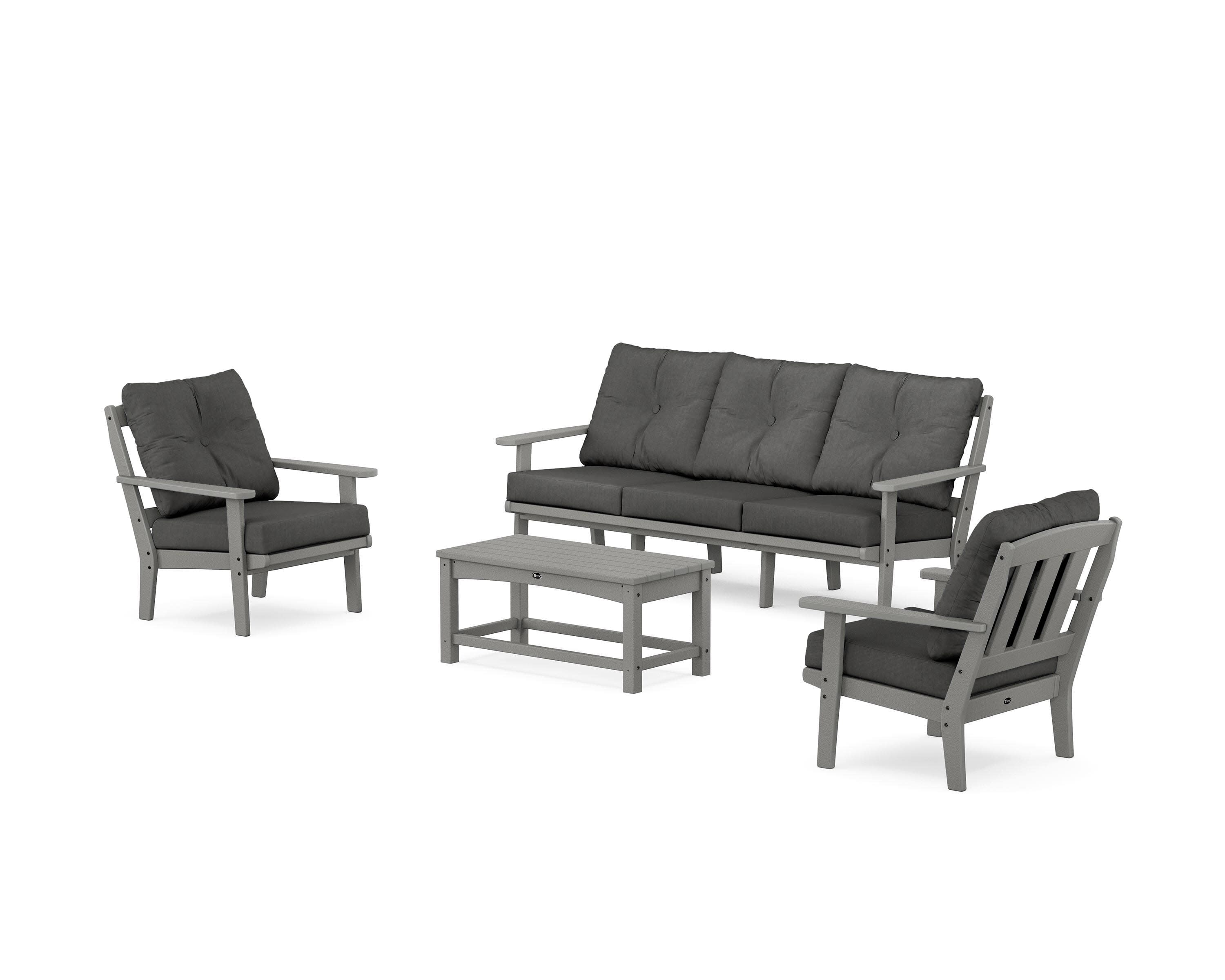 Cape Cod 4-Piece Deep Seating Set with Sofa in Stepping Stone / Spectrum Carbon
