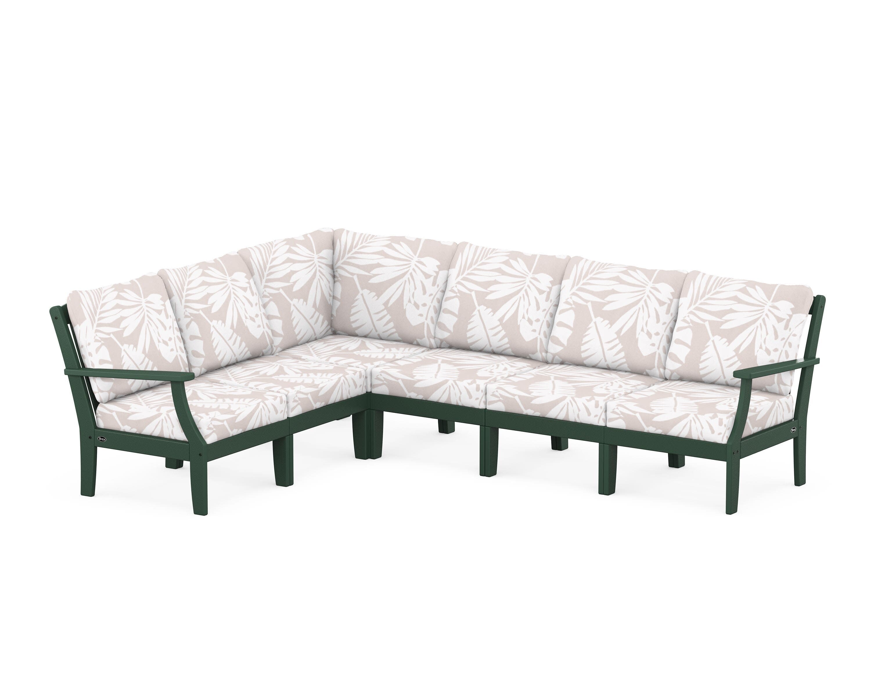 Yacht Club Modular 6-Piece Deep Seating Set in Rainforest Canopy / Leaf Dune Burlap
