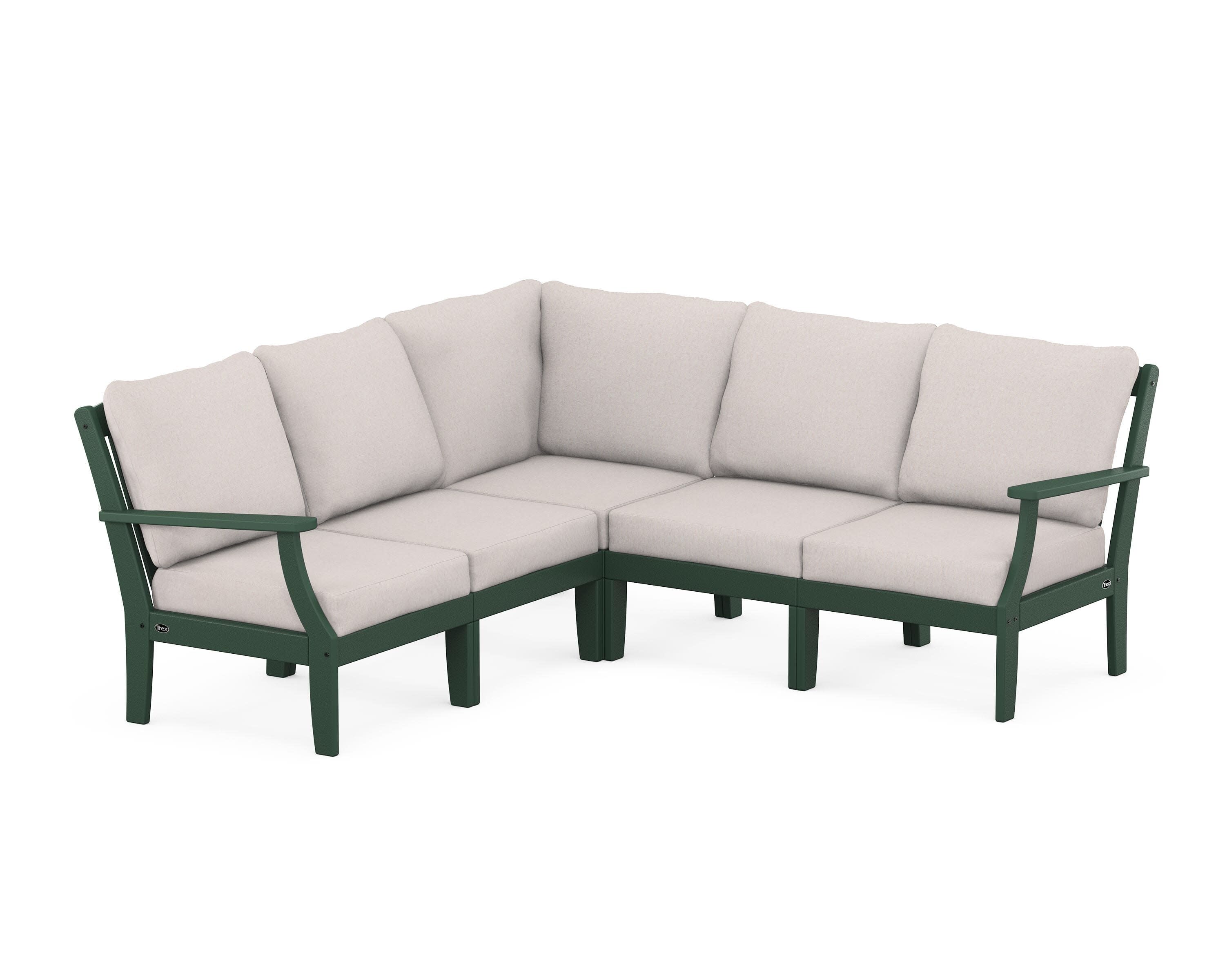 Yacht Club Modular 5-Piece Deep Seating Set in Rainforest Canopy / Dune Burlap