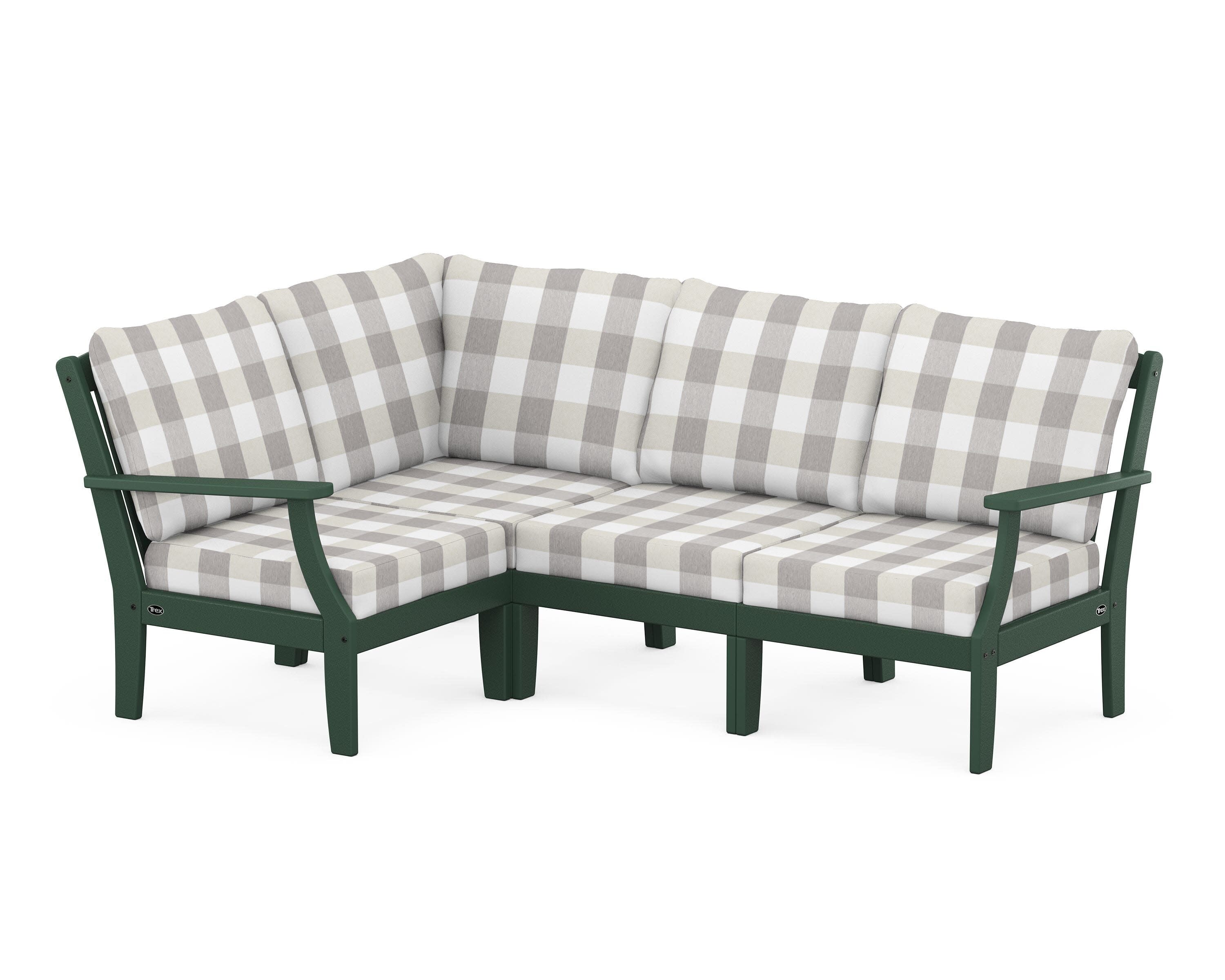 Yacht Club Modular 4-Piece Deep Seating Set in Rainforest Canopy / Buffalo Plaid Grey Mist