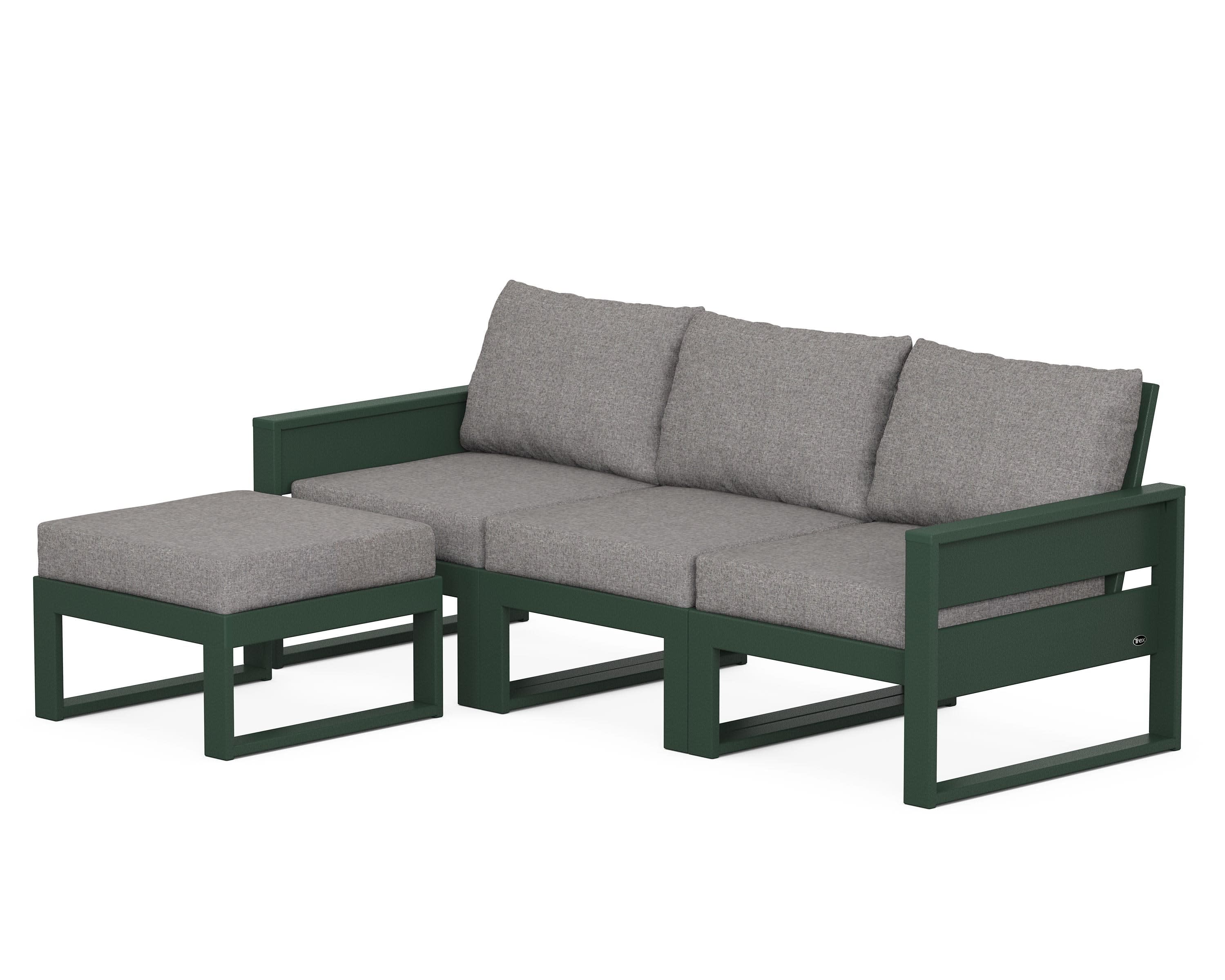 Eastport 4- Piece Sectional with Ottoman in Rainforest Canopy / Grey Mist
