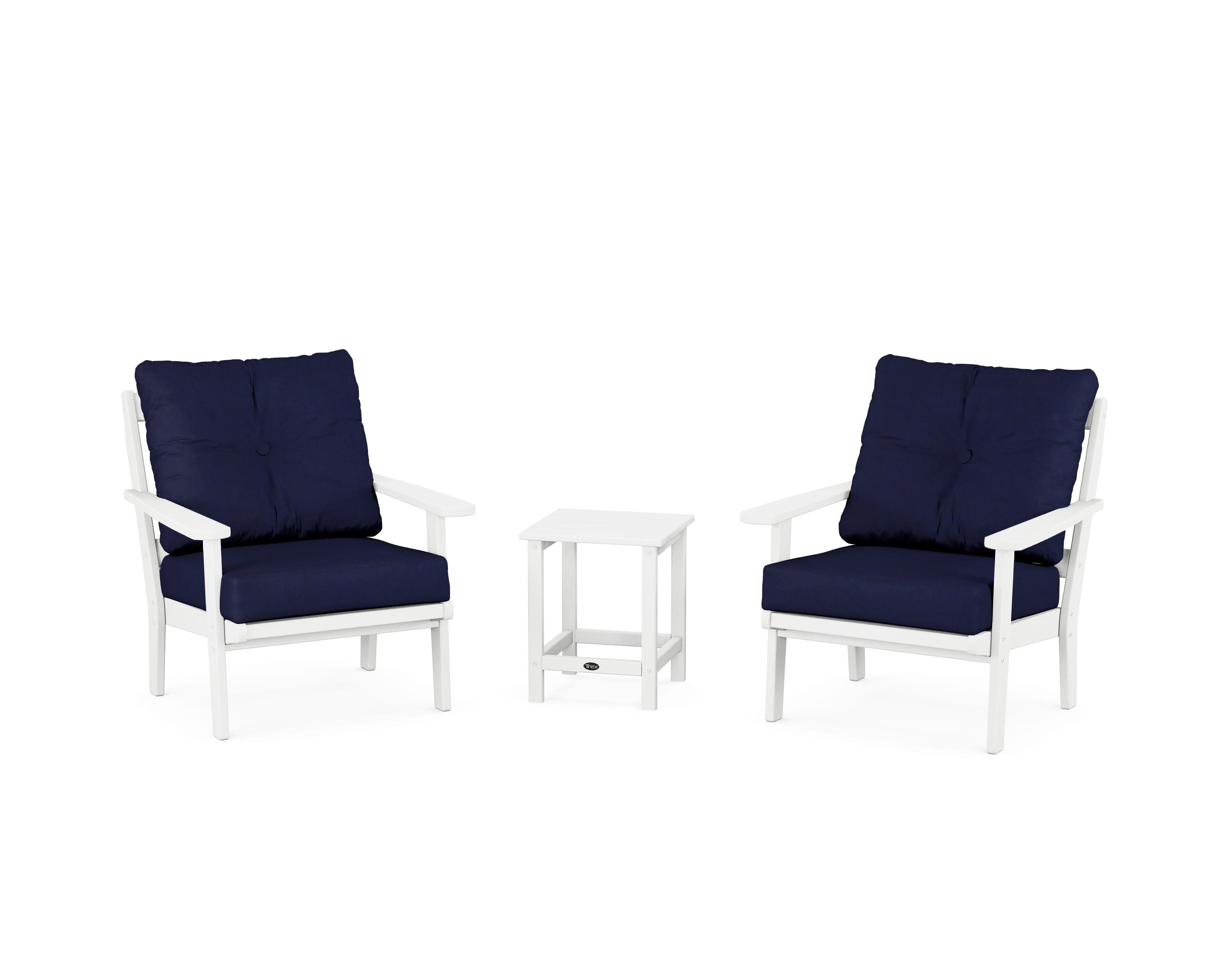Cape Cod 3-Piece Deep Seating Set in Classic White / Navy