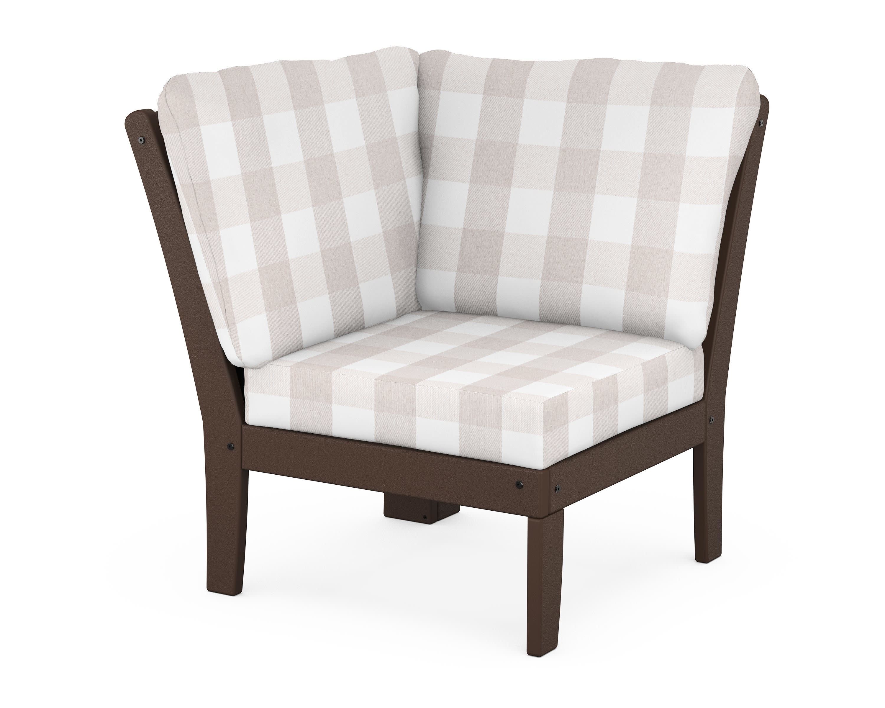 Yacht Club Modular Corner Chair in Vintage Lantern / Buffalo Plaid Dune Burlap