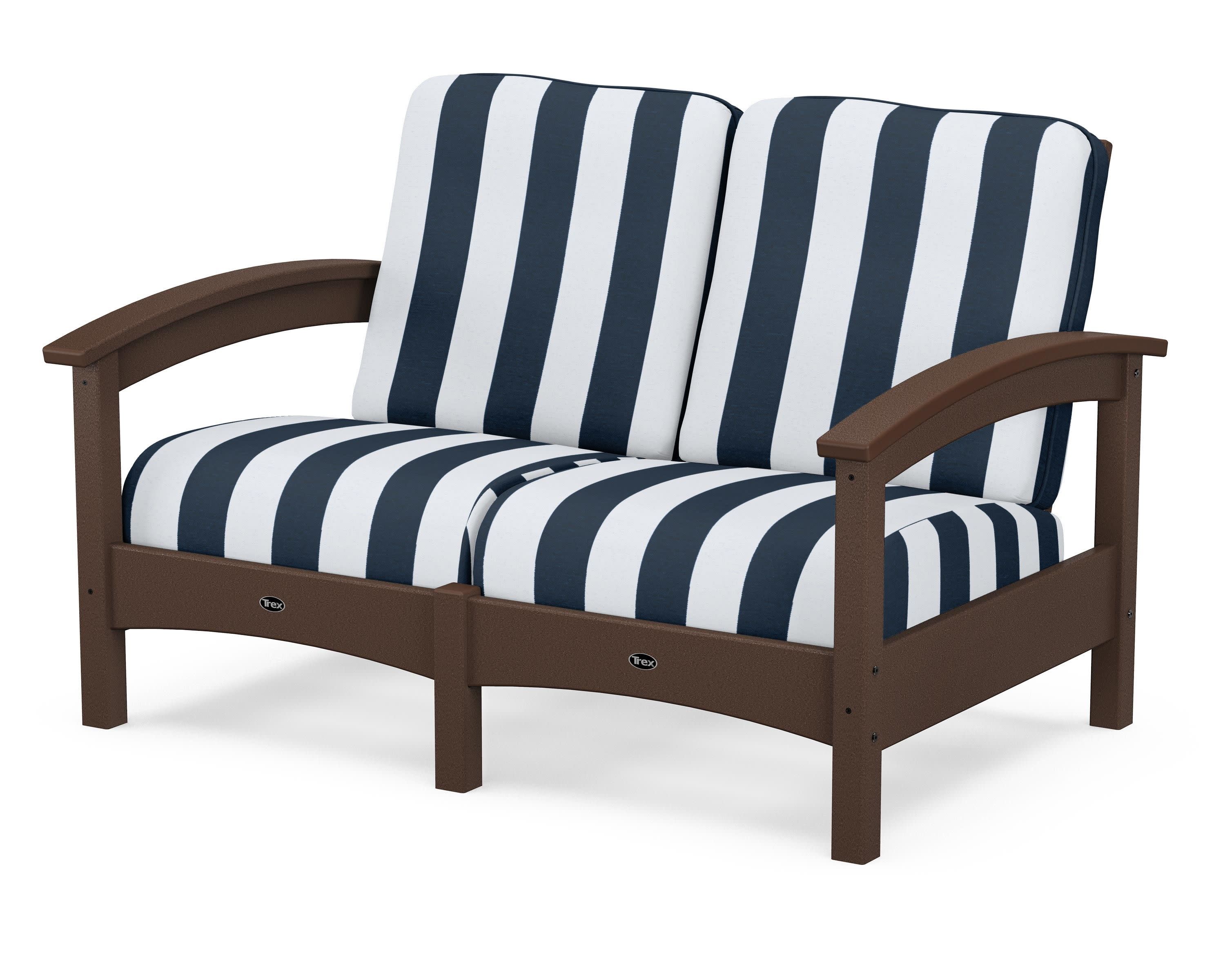 Rockport Club Loveseat in Vintage Lantern / Cabana Stripe Marine Indigo